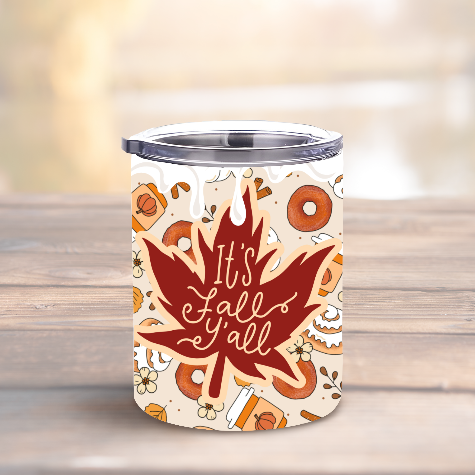 It's Fall Ya'll Pumpkin 10oz Lowball Steel Tumbler