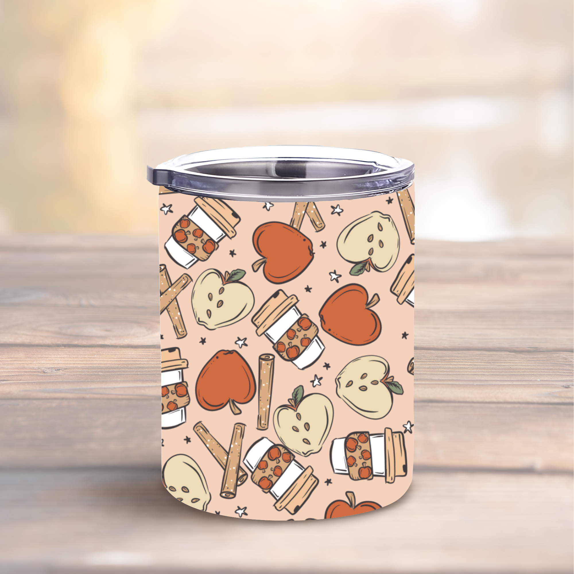 Fall Apple Cider 10oz Lowball Steel Tumbler