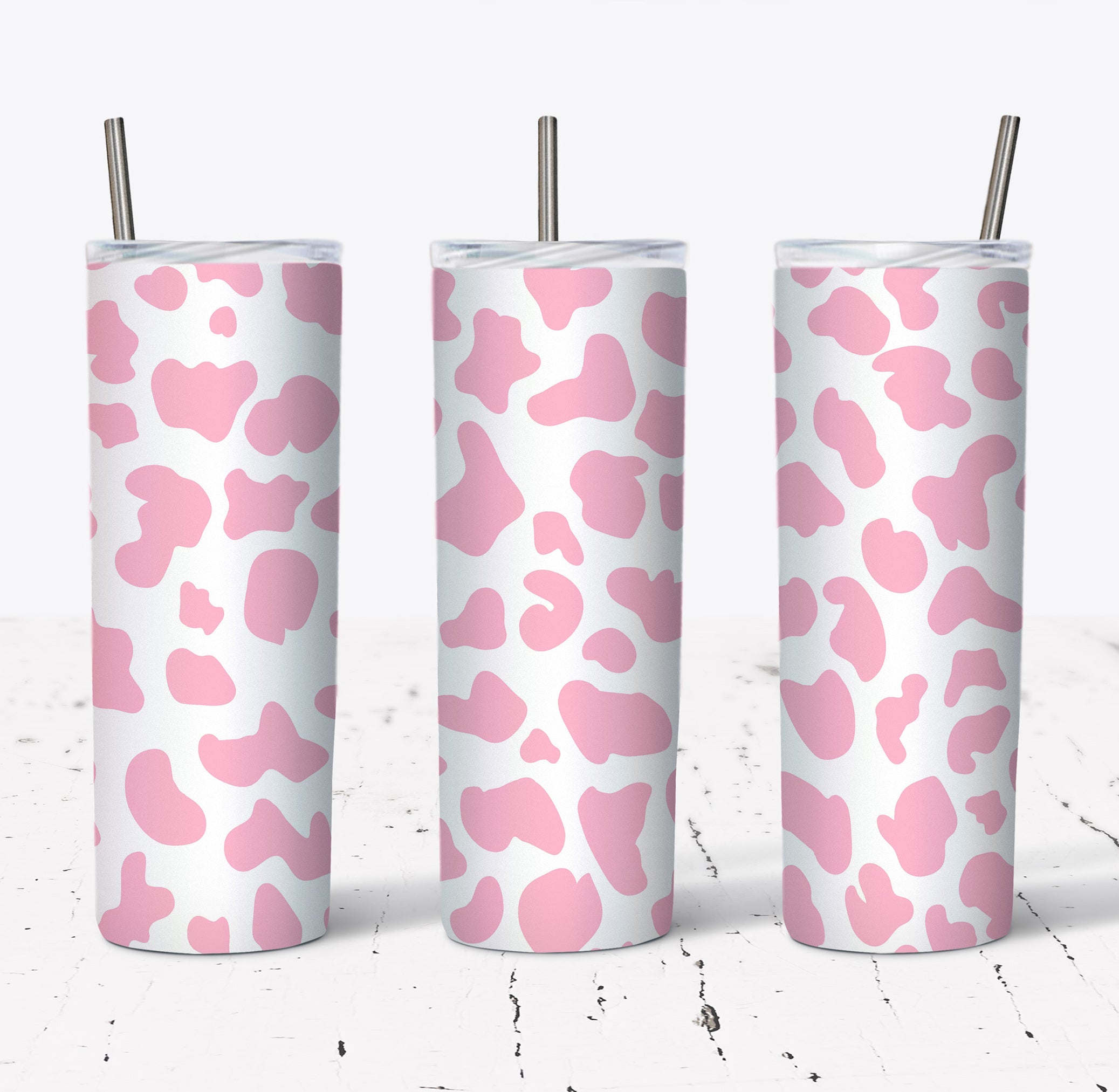 Pink Cow Print 20oz Steel Tumbler