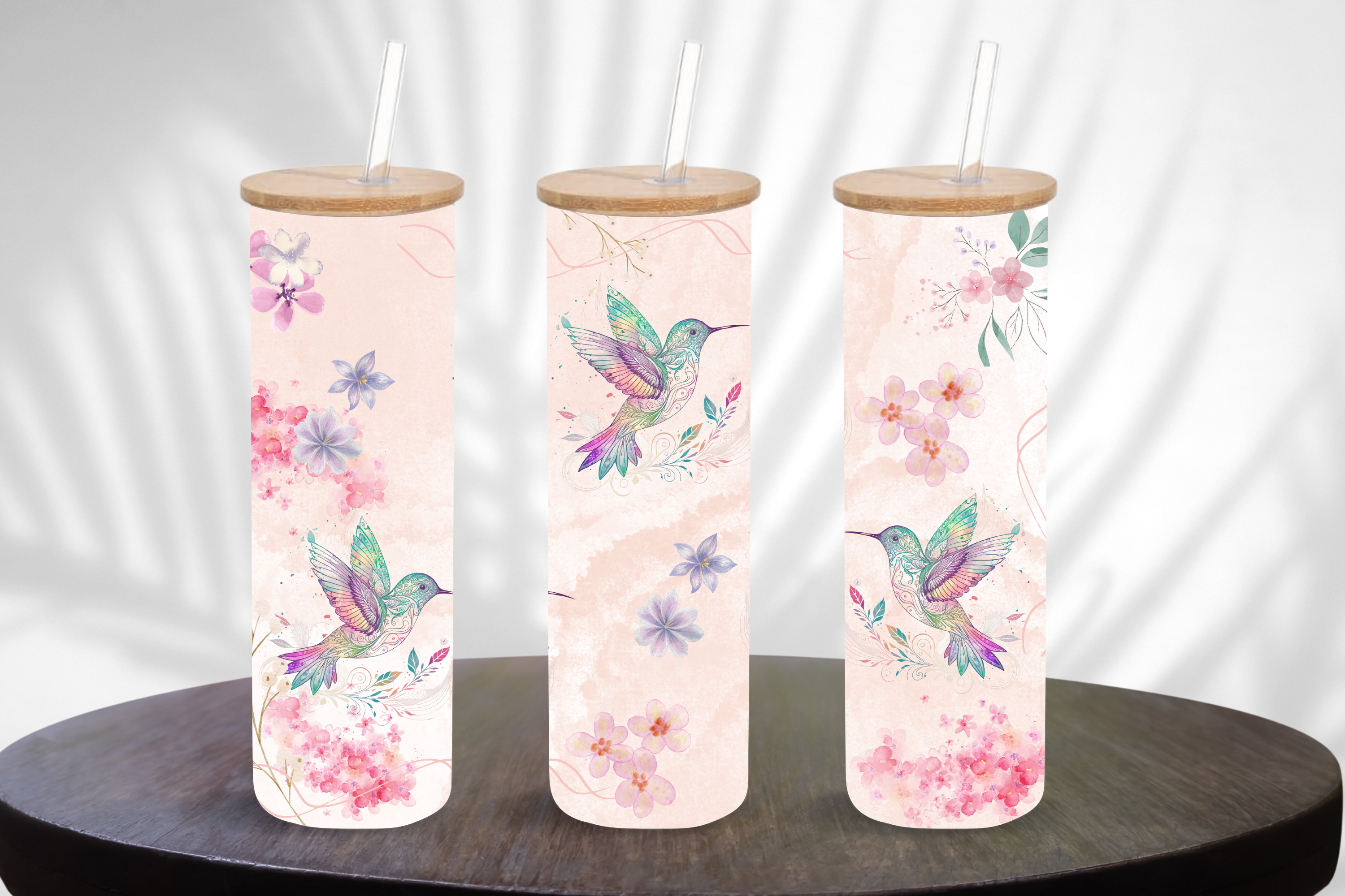 Pastel Hummingbird 20oz Frosted Glass Tumbler