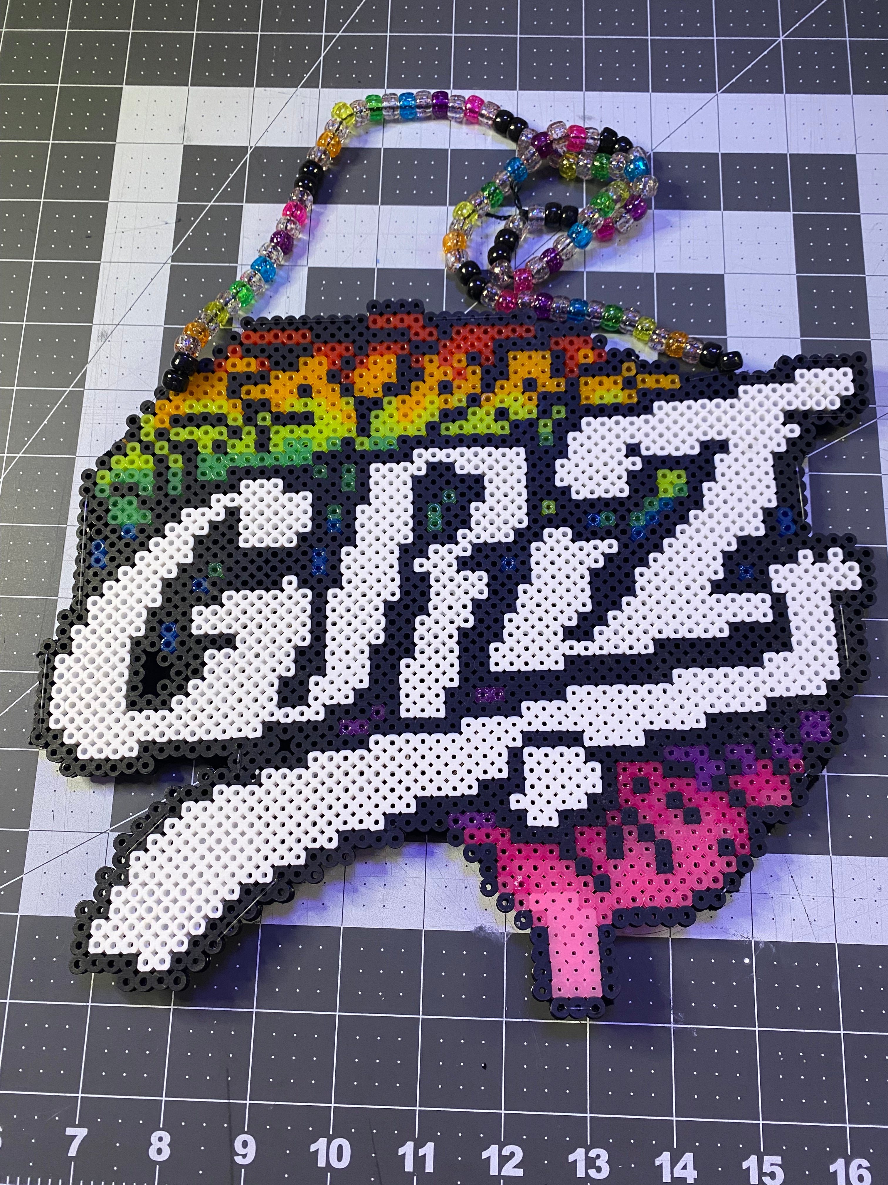 Rainbow Brain Light Up Perler Necklace