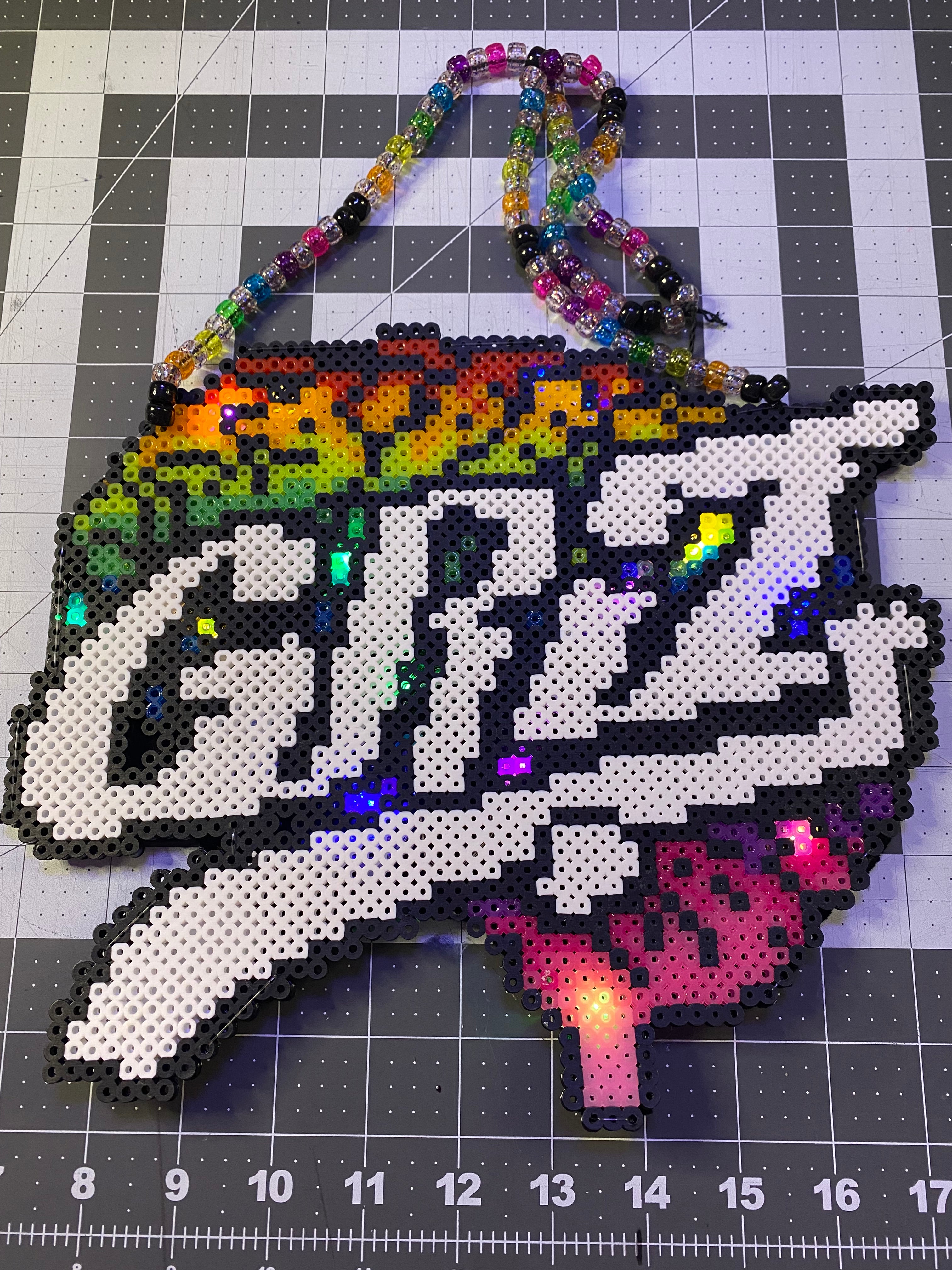 Rainbow Brain Light Up Perler Necklace