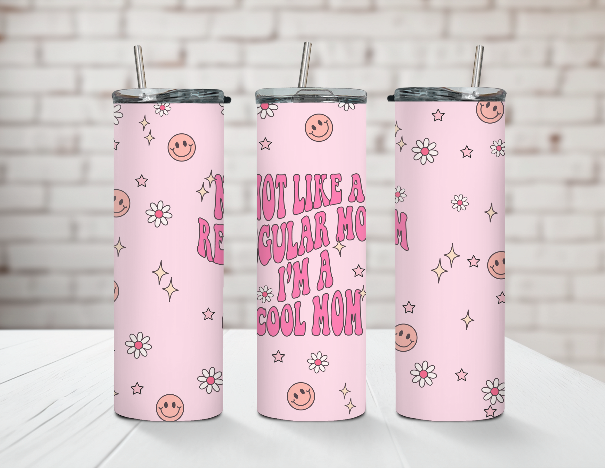 Not A Regular Mom Pink Floral 20oz Steel Tumbler