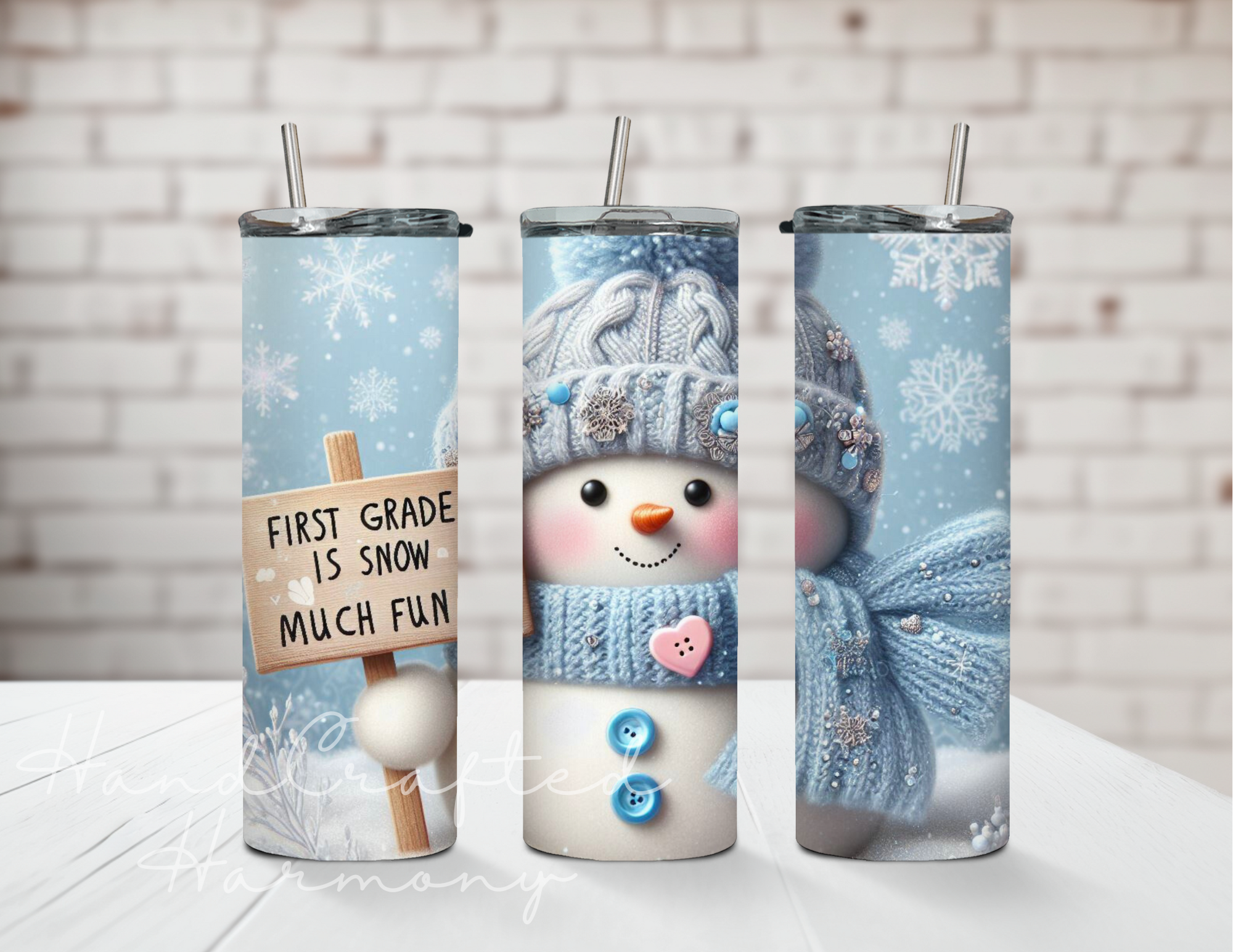 First Grade Snowman Teacher 20oz Stainless Steel Tumbler