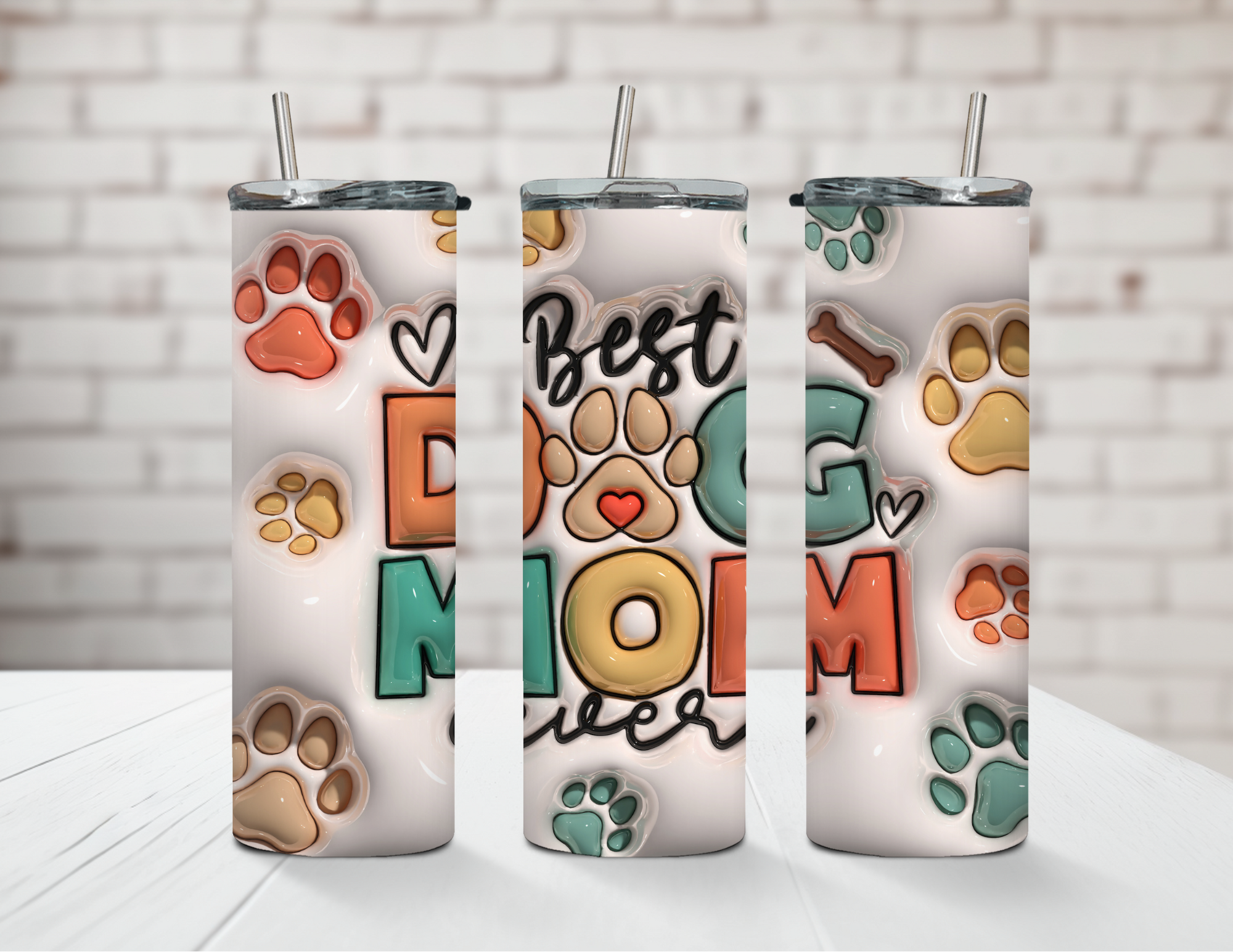 Best Dog Mom Inflated 20oz Steel Tumbler