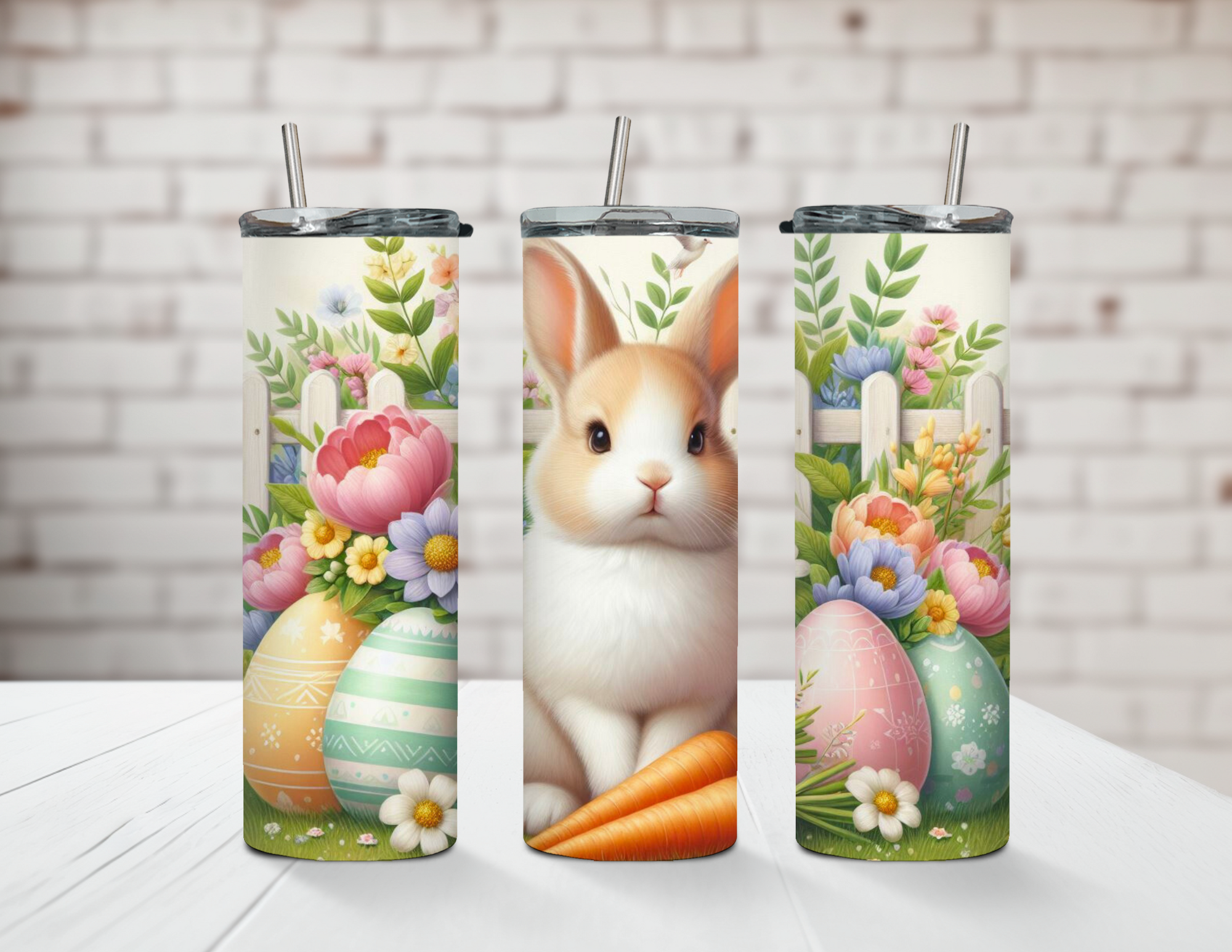 Bunny Blooms 20oz Steel Tumblers