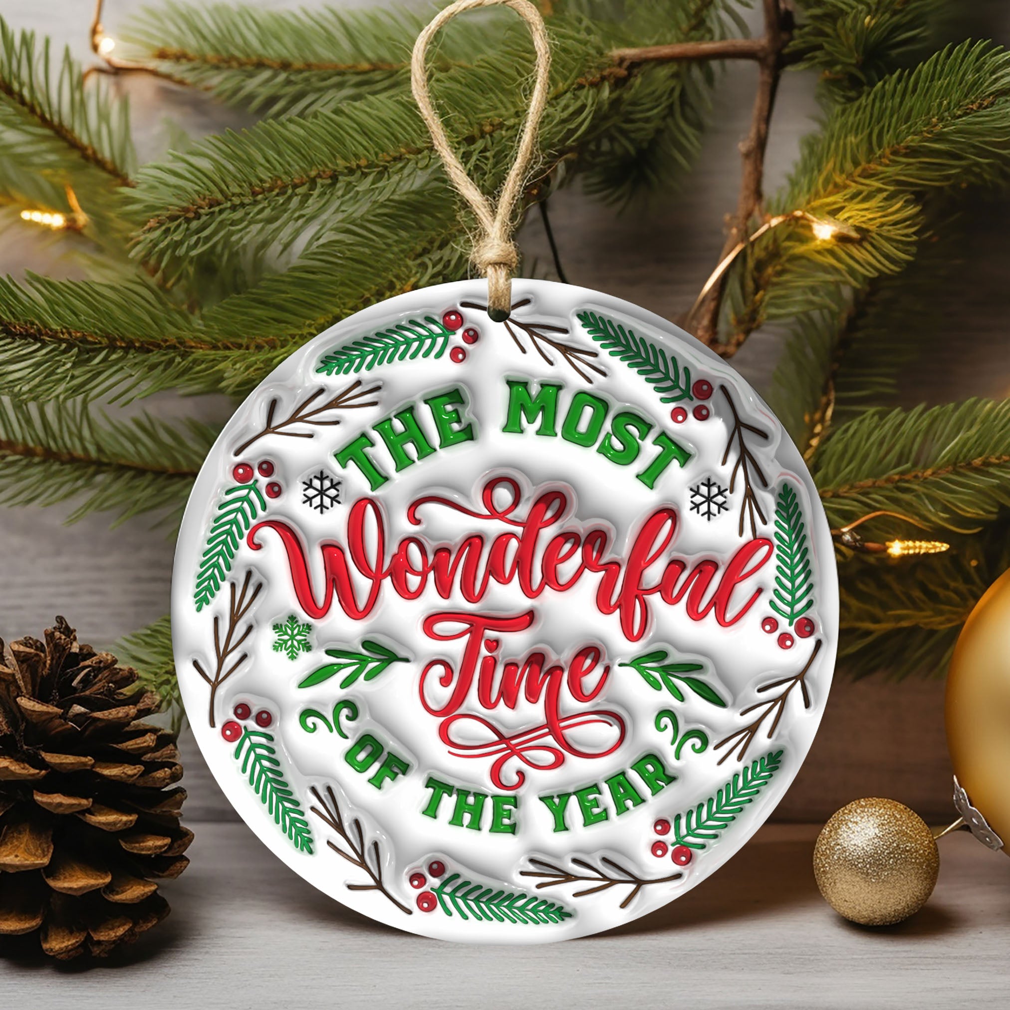 Most Wonderful Time Of The Year Ceramic Christmas Ornament