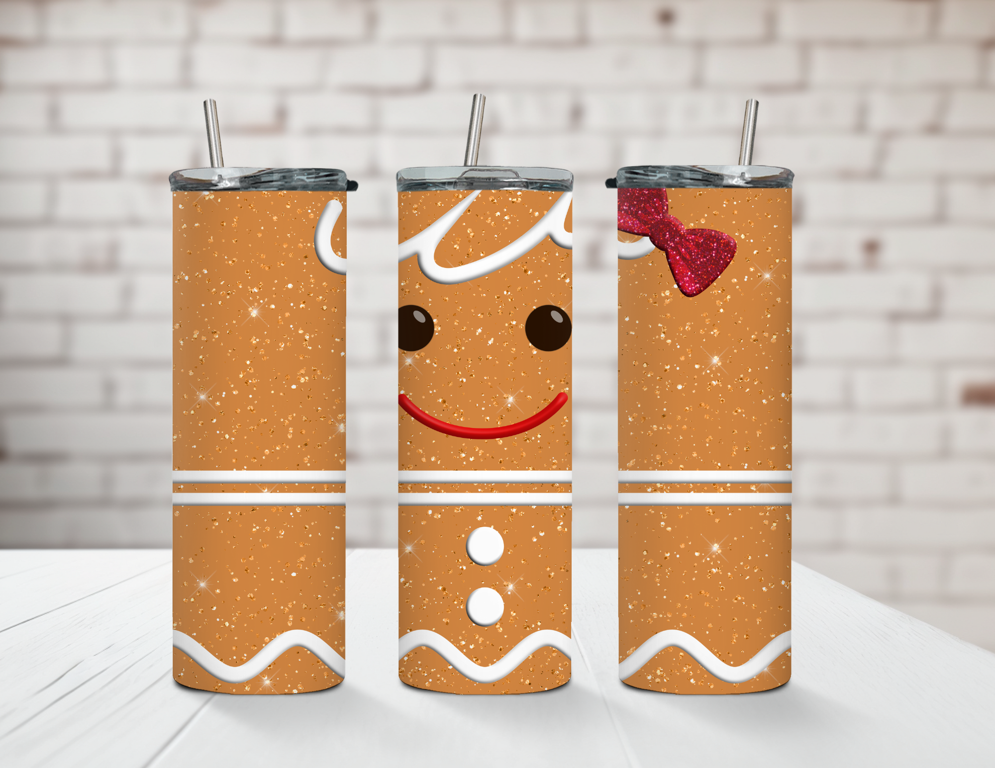 Gingerbread Glitter 20oz Stainless Steel Tumbler