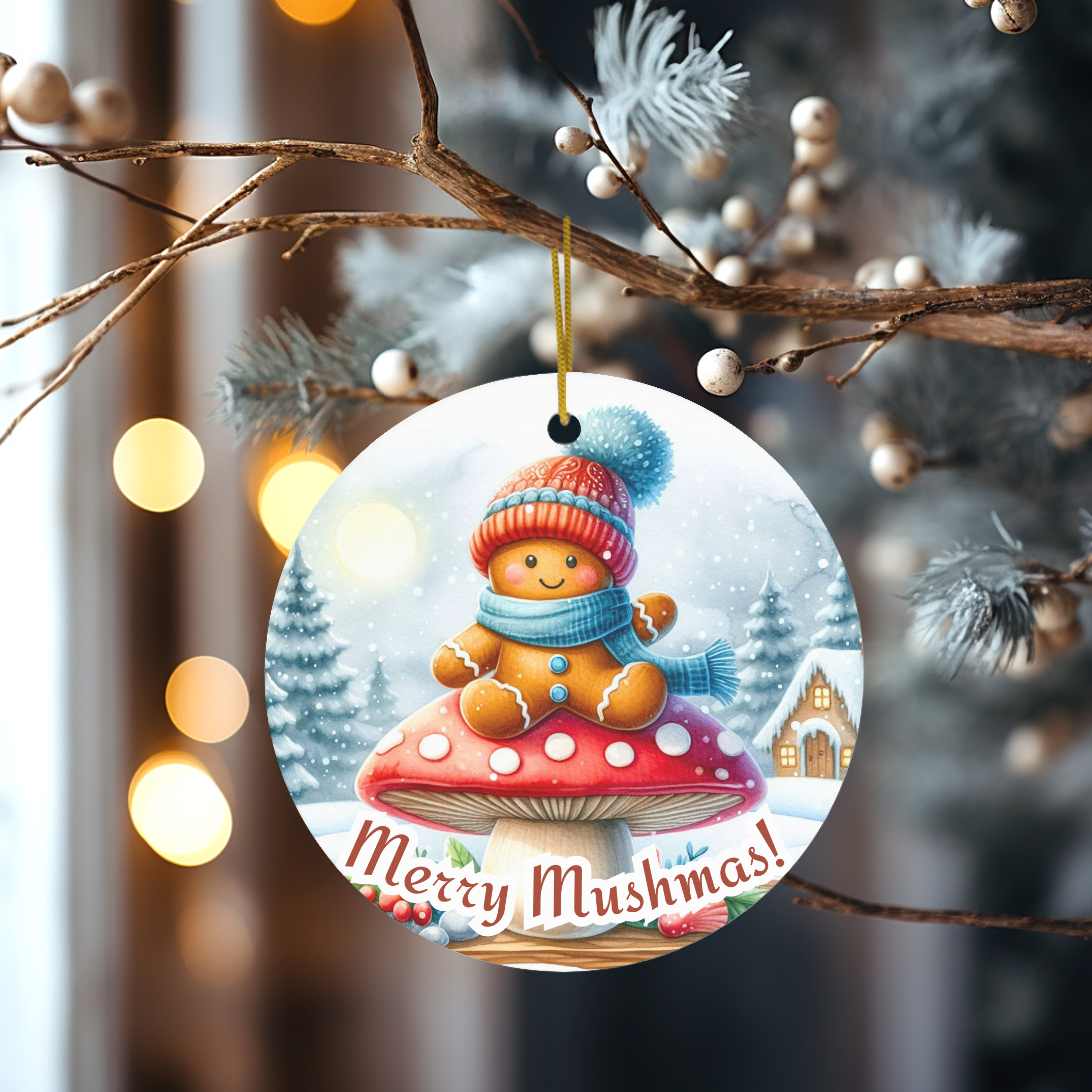 Merry Mushmas Ceramic Christmas Ornament