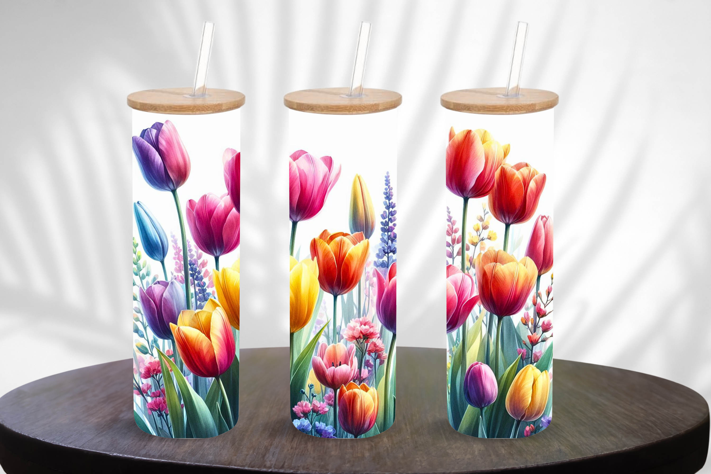 Tulips 20oz Frosted Glass Sublimation Tumbler