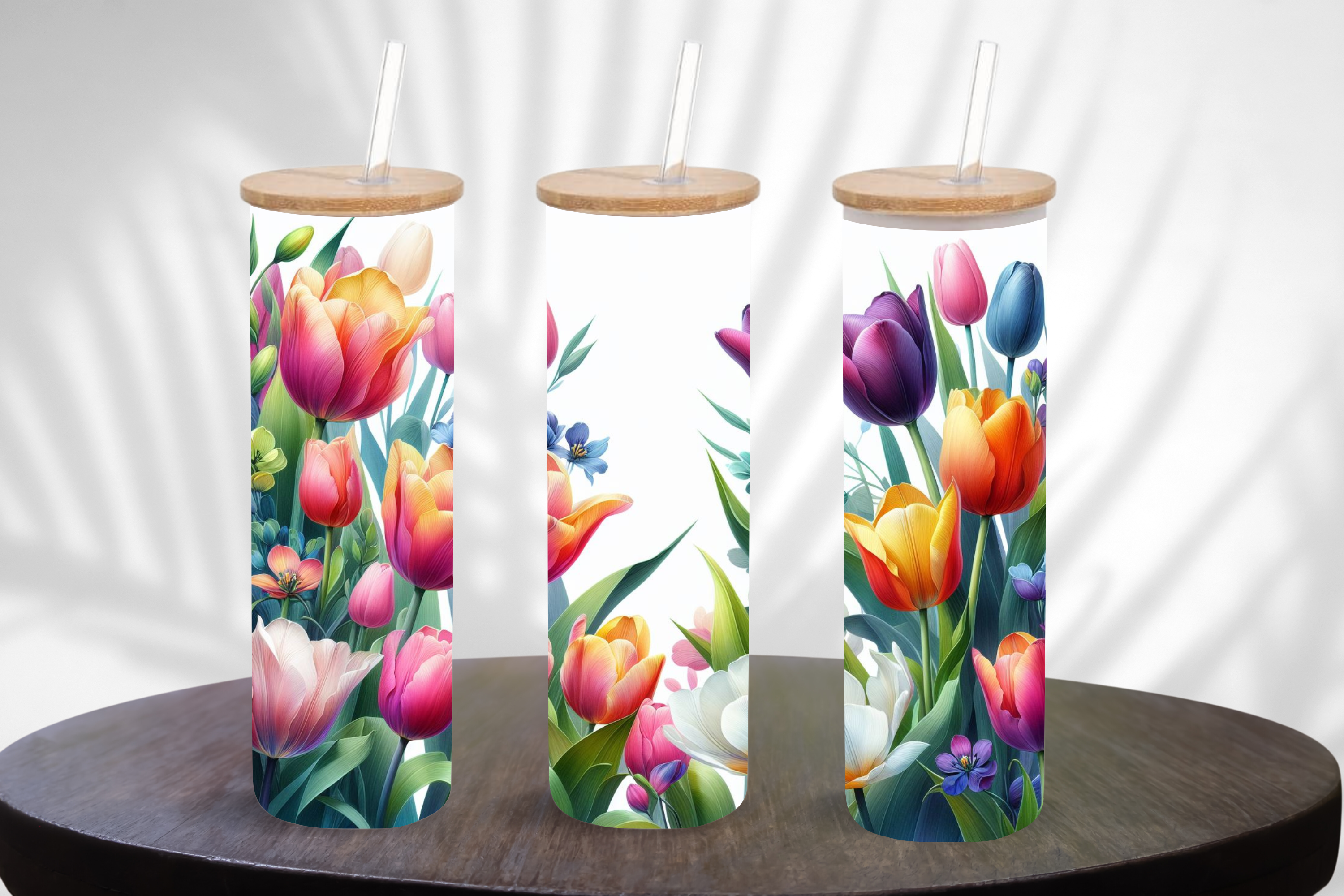 Spring Flowers 20oz Frosted Glass Sublimation Tumbler