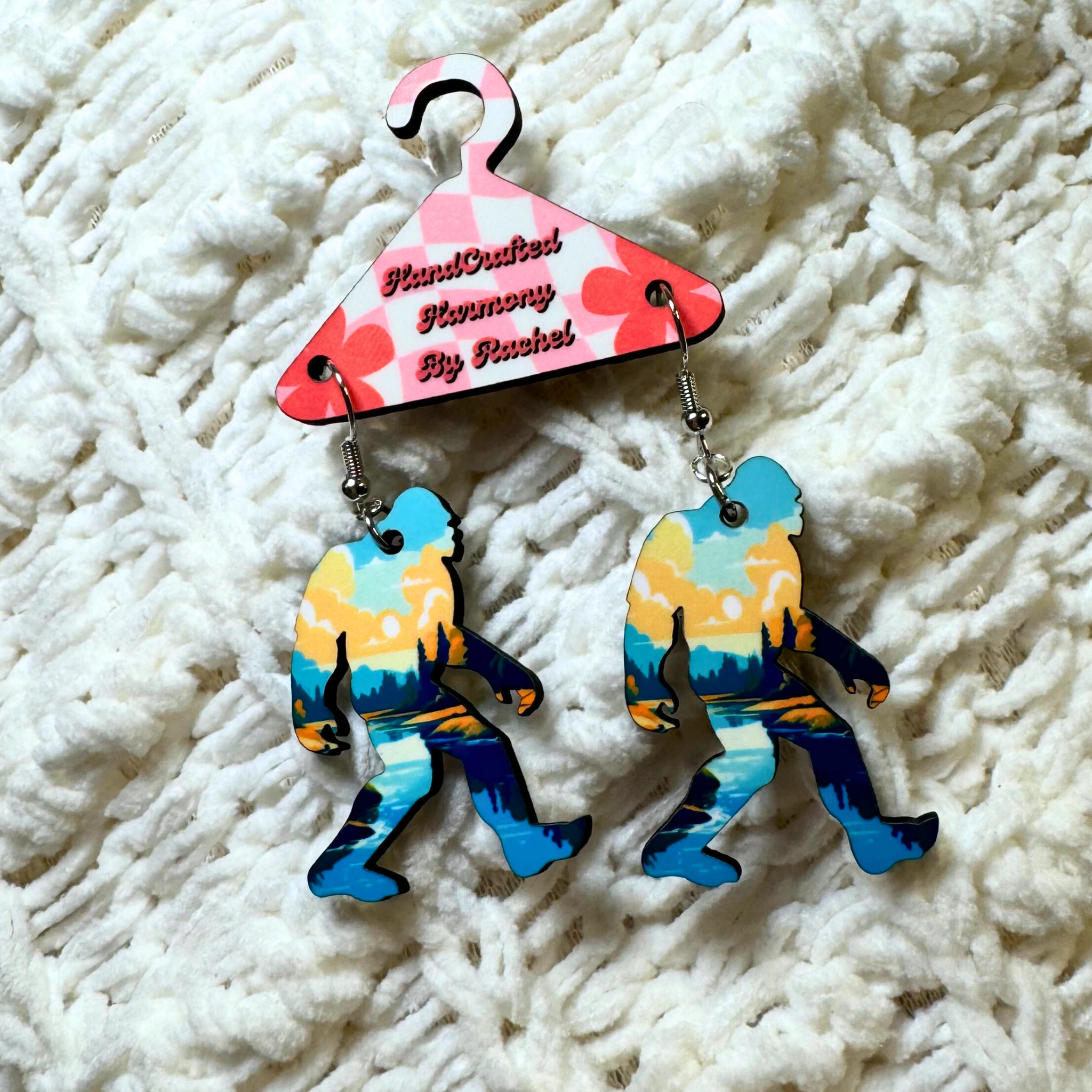 Sunset River Sasquatch Dangle Earrings