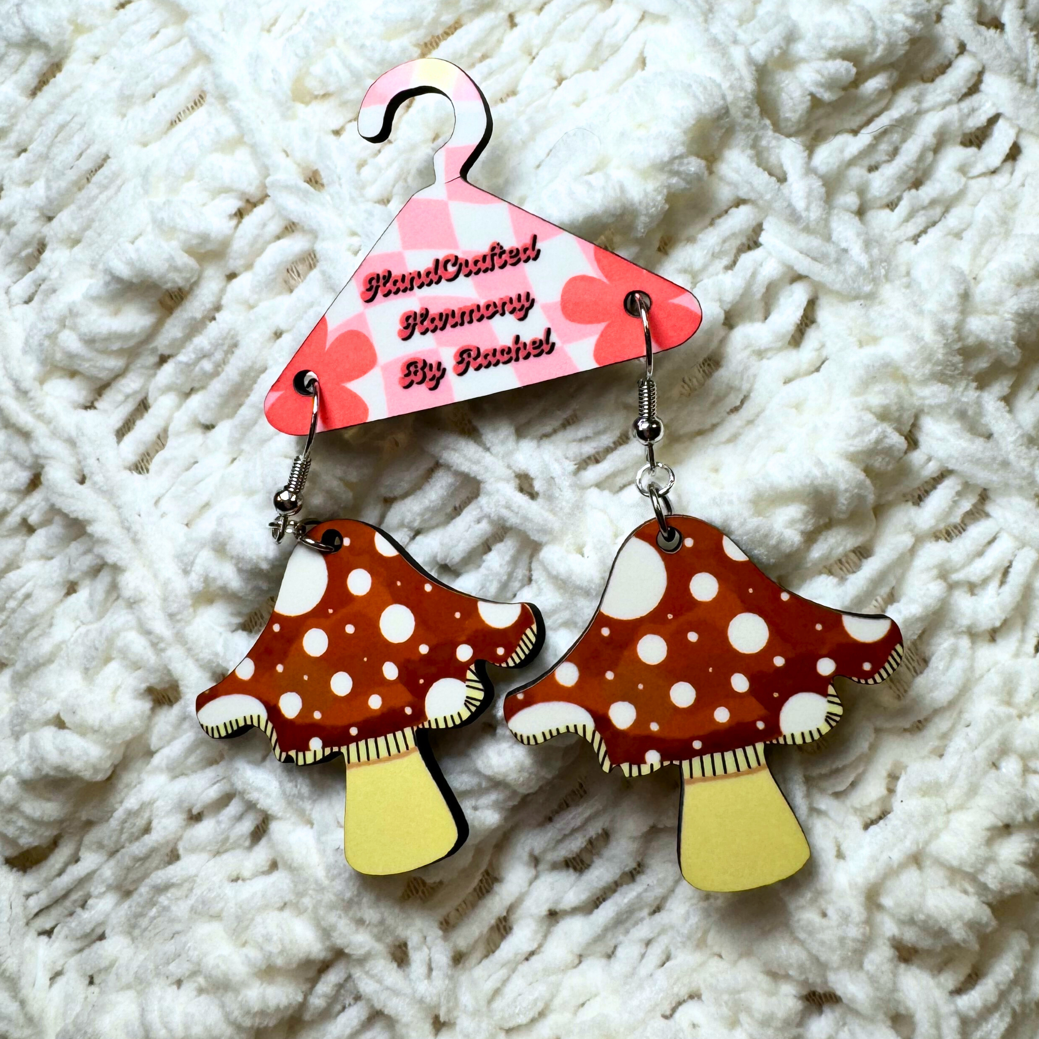 Brown Mushroom Dangle Earrings