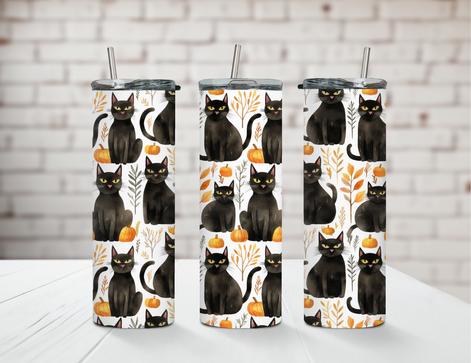 Black Cat Pumpkins 20oz Stainless Steel Tumbler