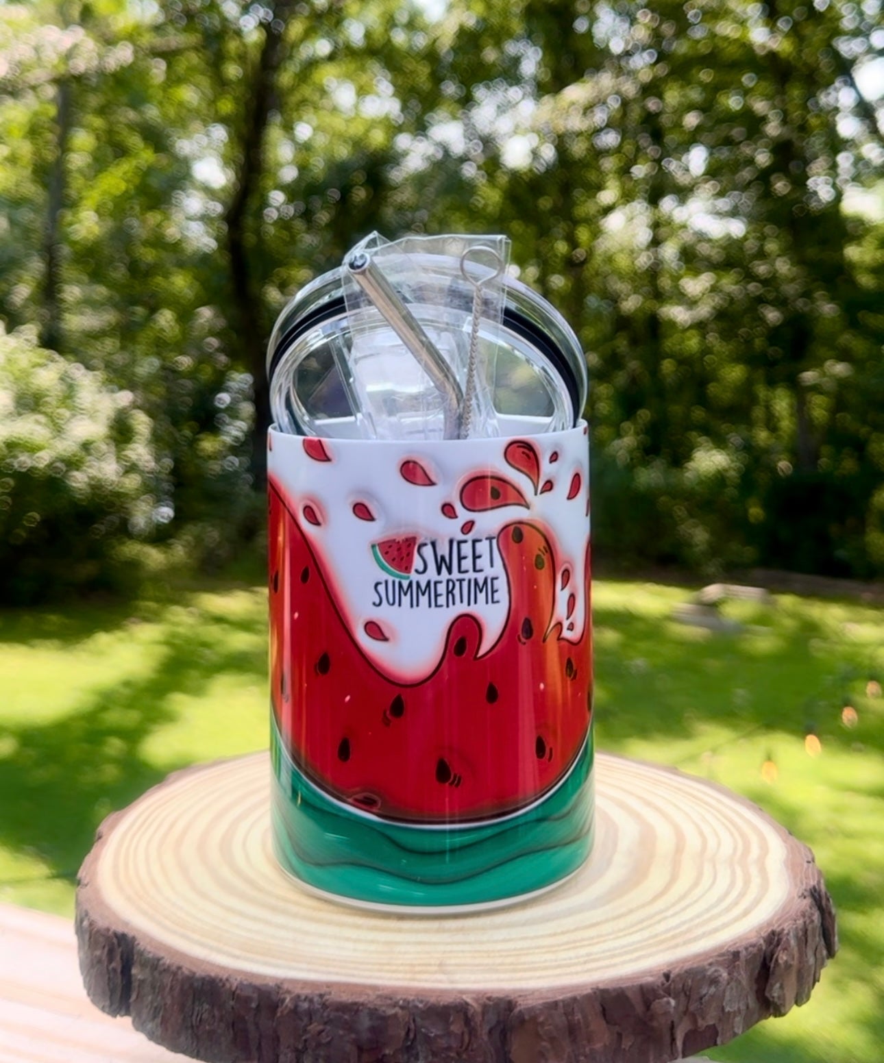 Sweet Summertime Watermelon 10oz stainless steel tumbler