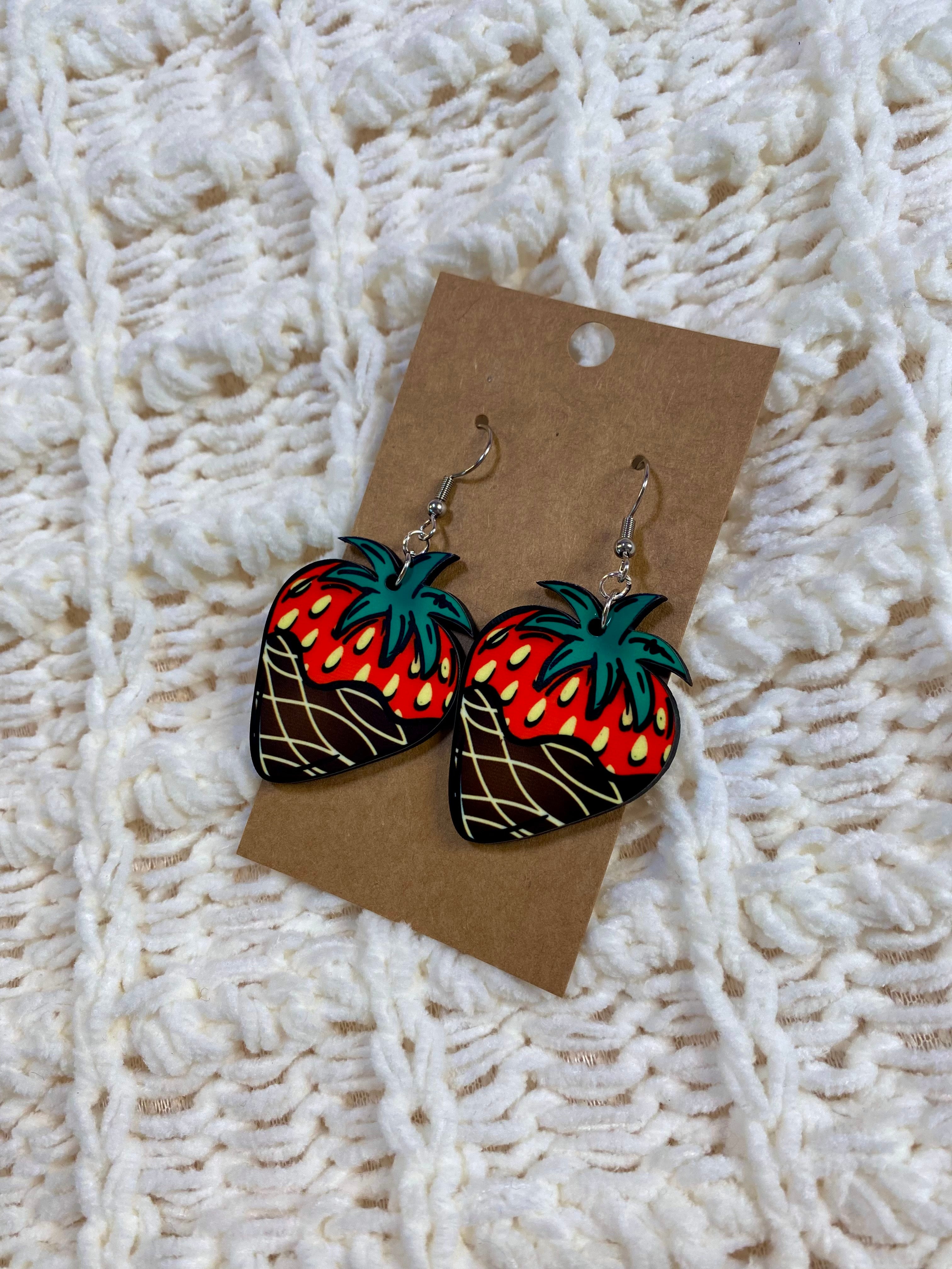 Chocolate Covered Strawberries Earrings