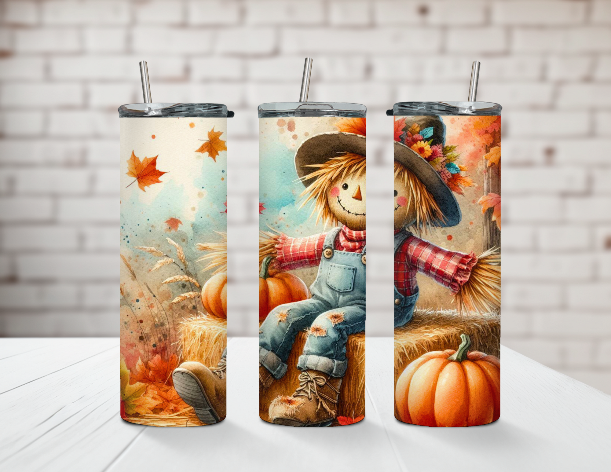 Autumn Adorable Scarecrow 20oz Stainless Steel Tumbler