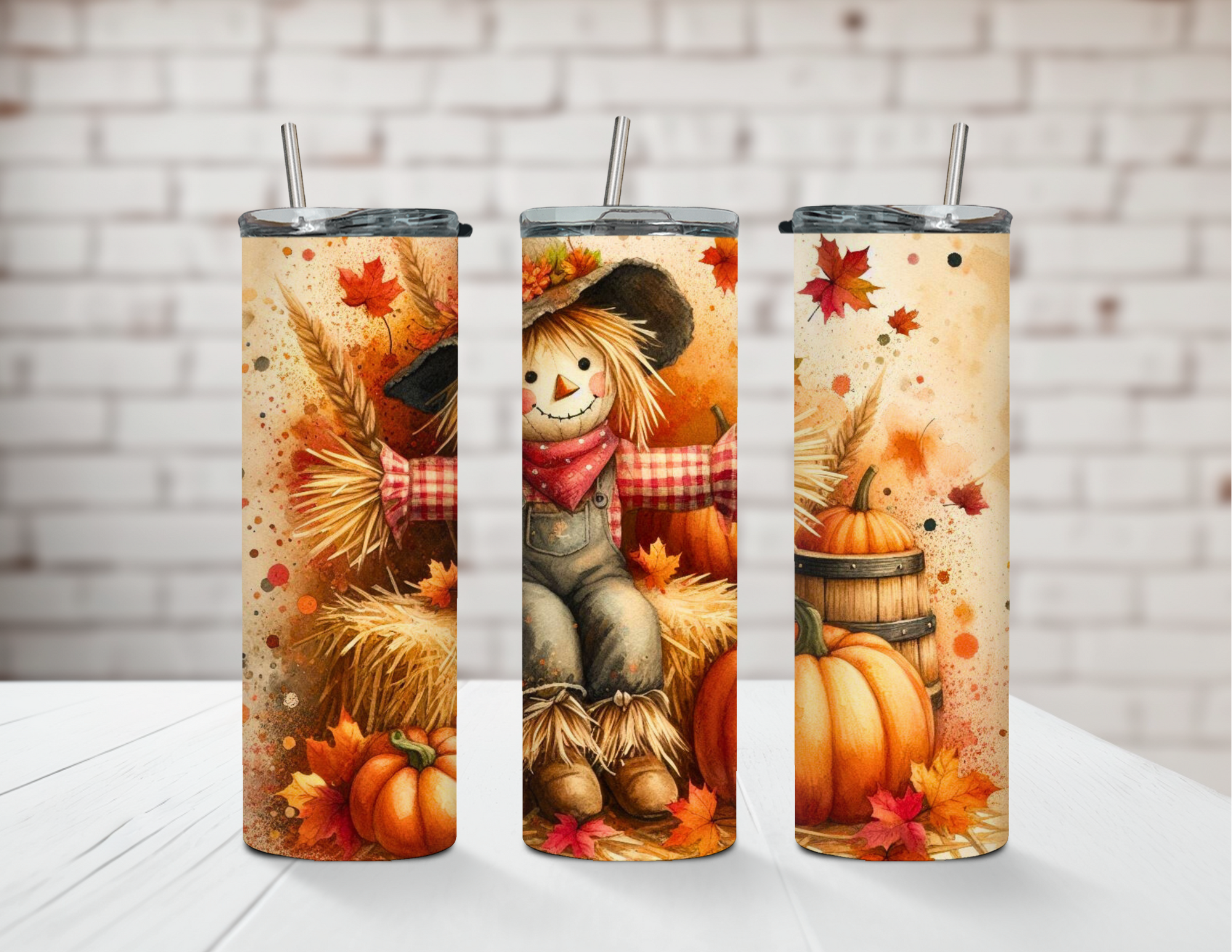 Pumpkin Patch Pal Scarecrow 20oz Stainless Steel Tumbler