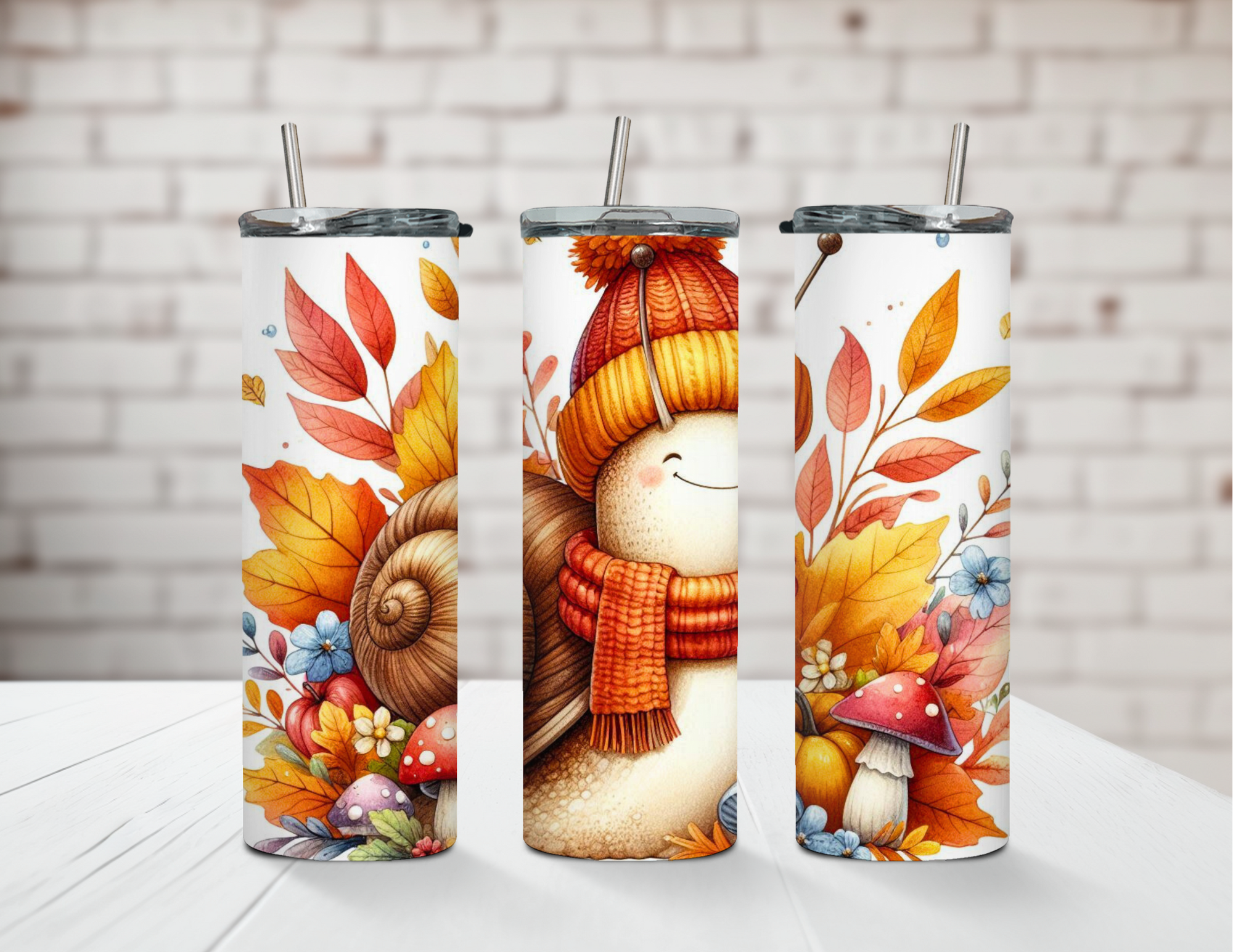 Cutie Fall Snail 20oz Stainless Steel Tumbler