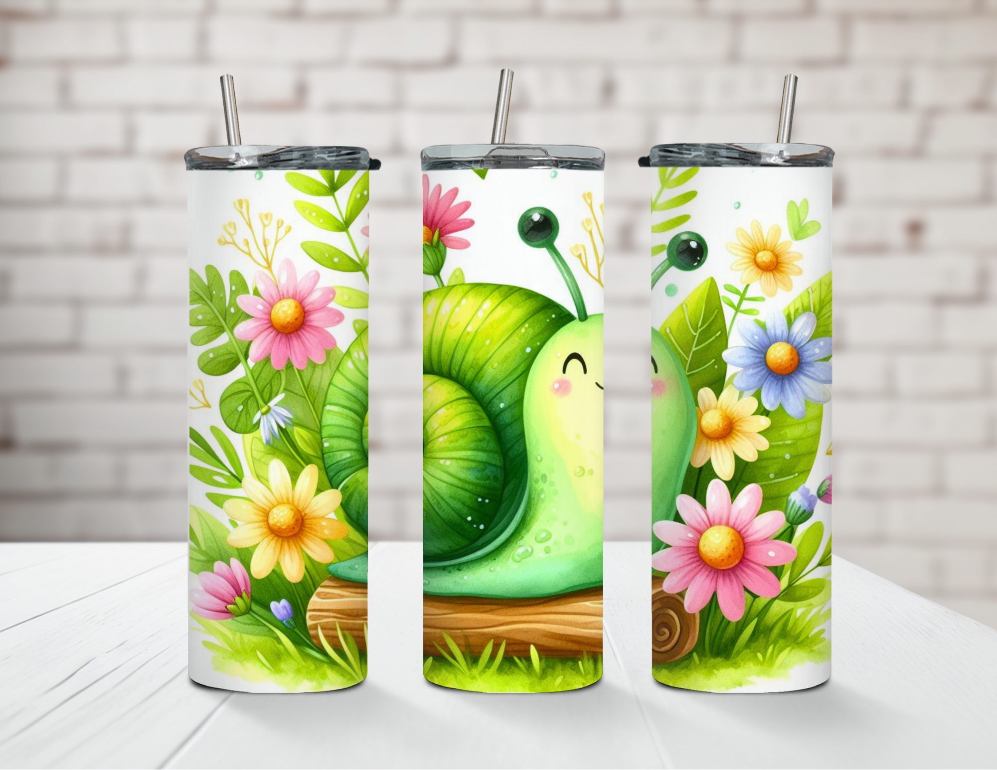 Cute Cartoon Snail 20oz Steel Tumbler