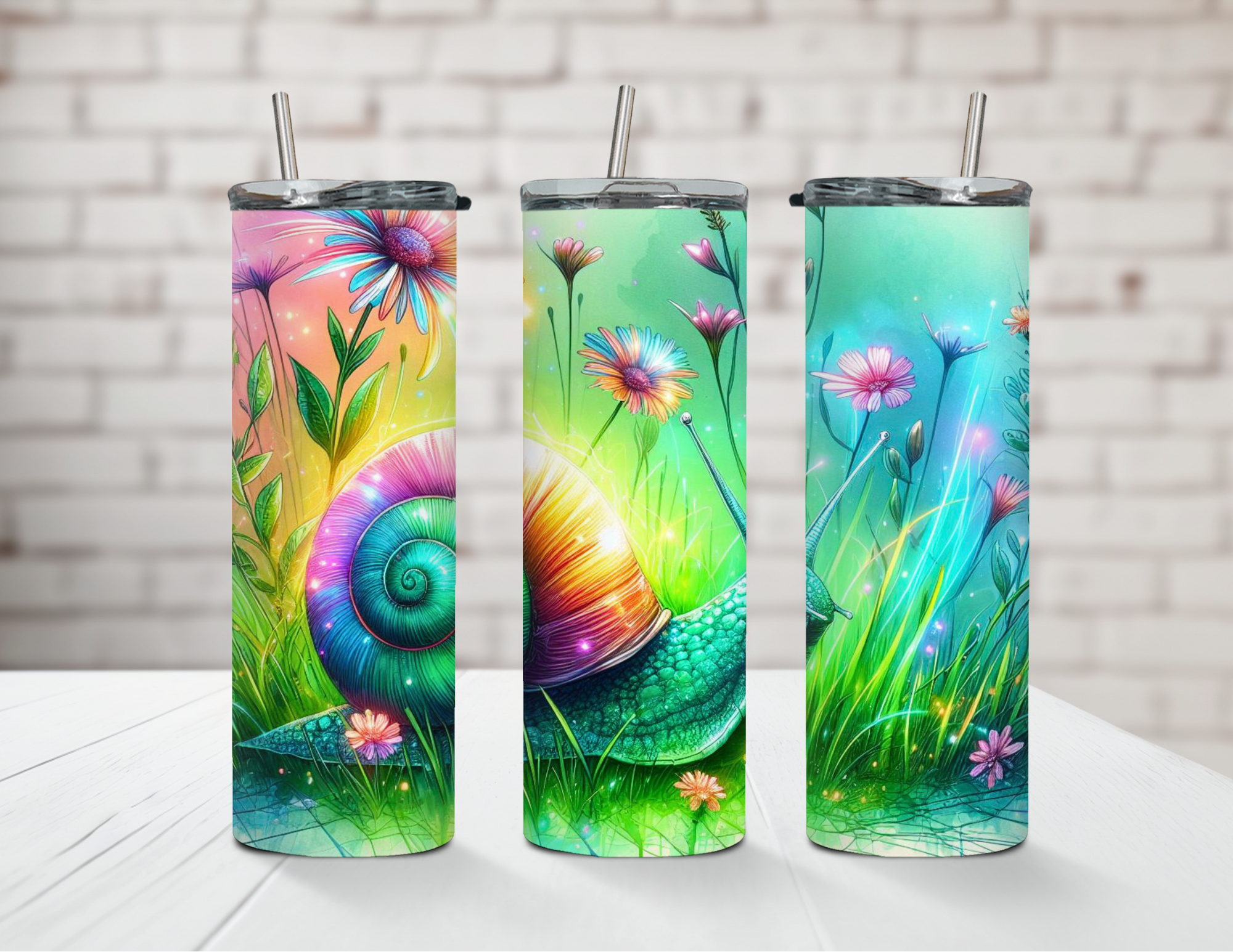 Rainbow Snail 20oz Steel Tumbler