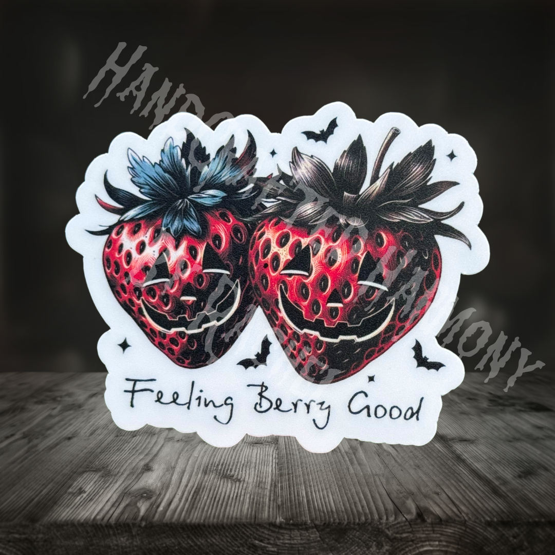 Feeling Berry Good Halloween Strawberry Matte 2.5inch Sticker | ADD ON ITEM ONLY |