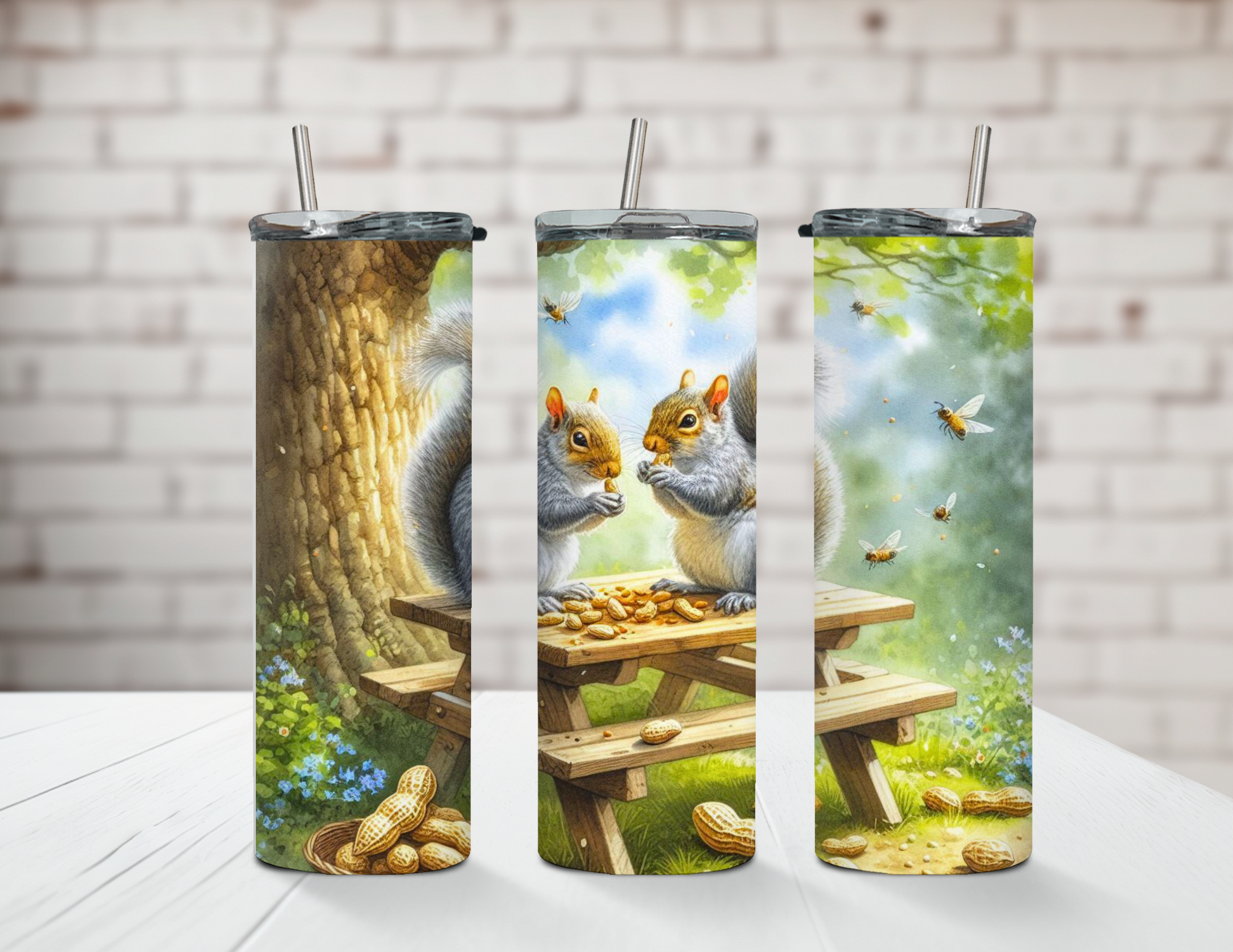 Squirrell Picnic 20oz Steel Tumbler