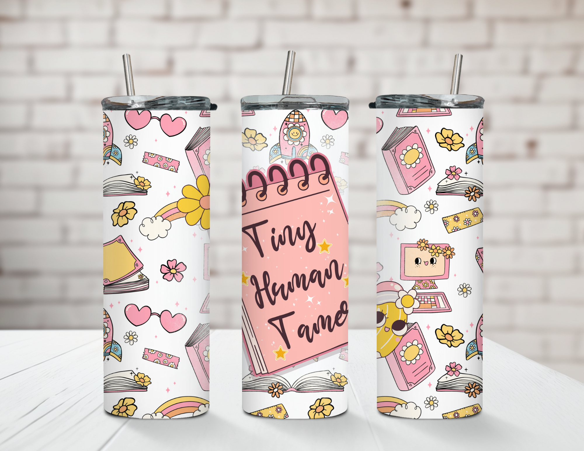 Tiny Human Tamer Retro Teacher 20oz Stainless Steel Tumbler