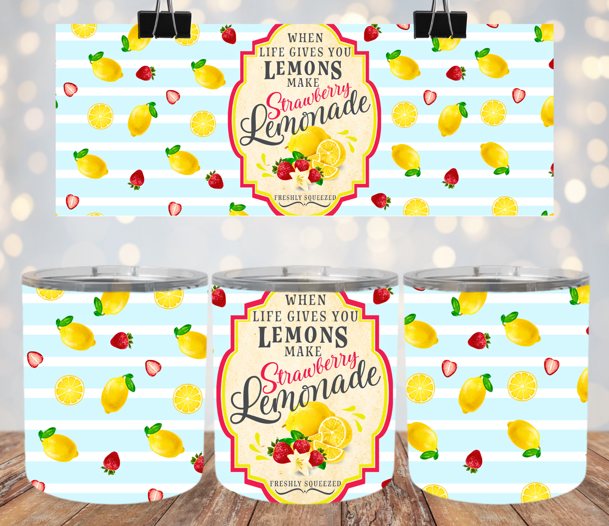 Strawberry Lemonade 10oz Lowball Steel Tumbler