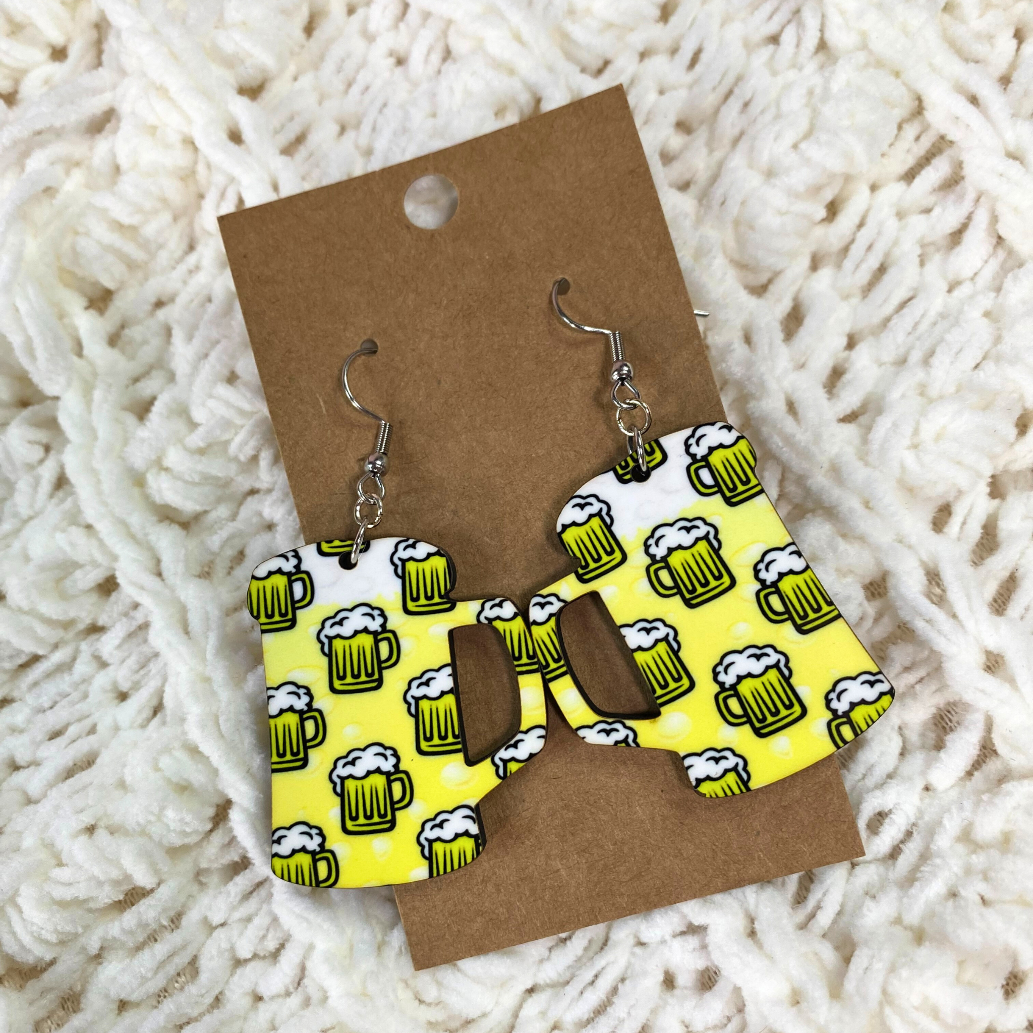 Beer Mug Dangle Earrings