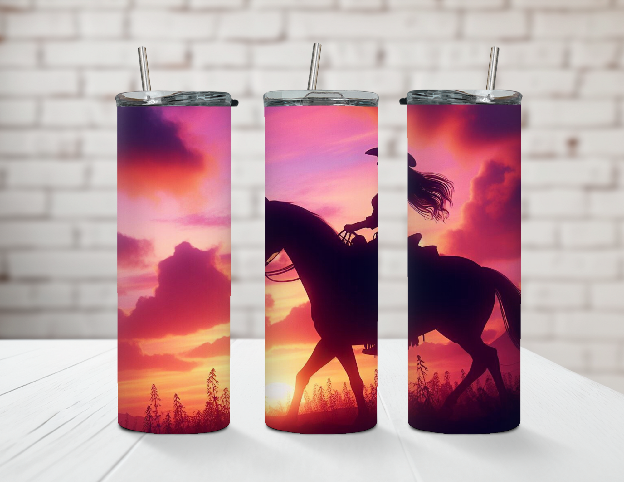 Horse Girl Sunset Ride 20oz Stainless Steel Tumbler