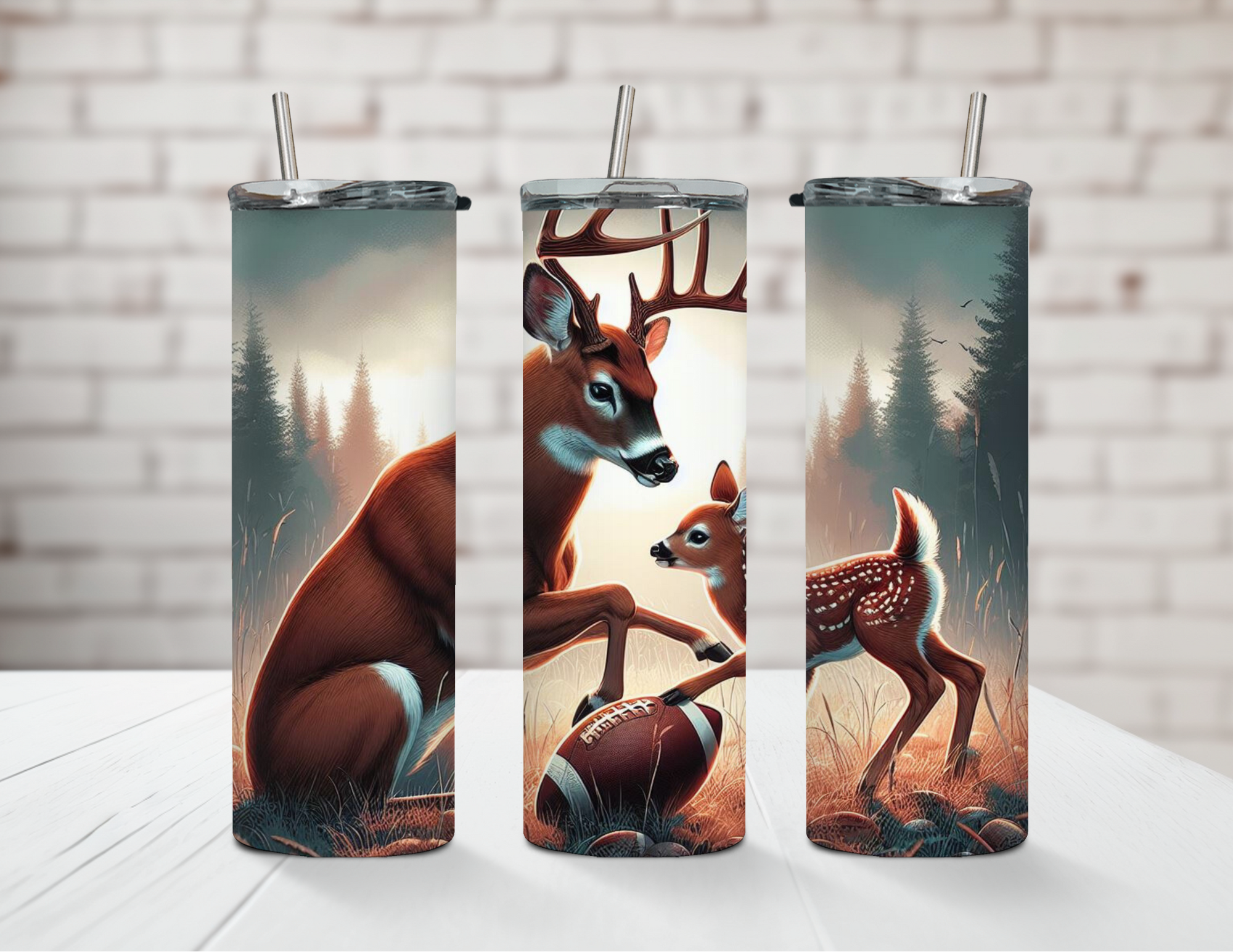 Daddy Deer Football Field 20oz Stainless Steel Tumbler