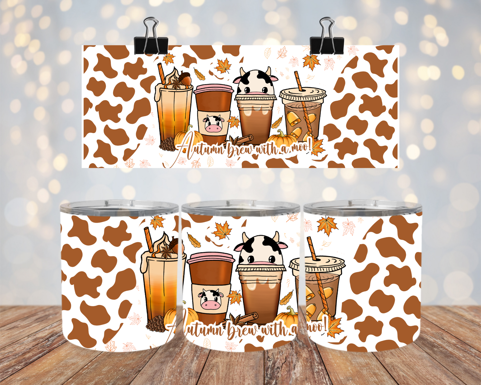 Autumn Brew With A Moo Cow 10oz Lowball Steel Tumbler