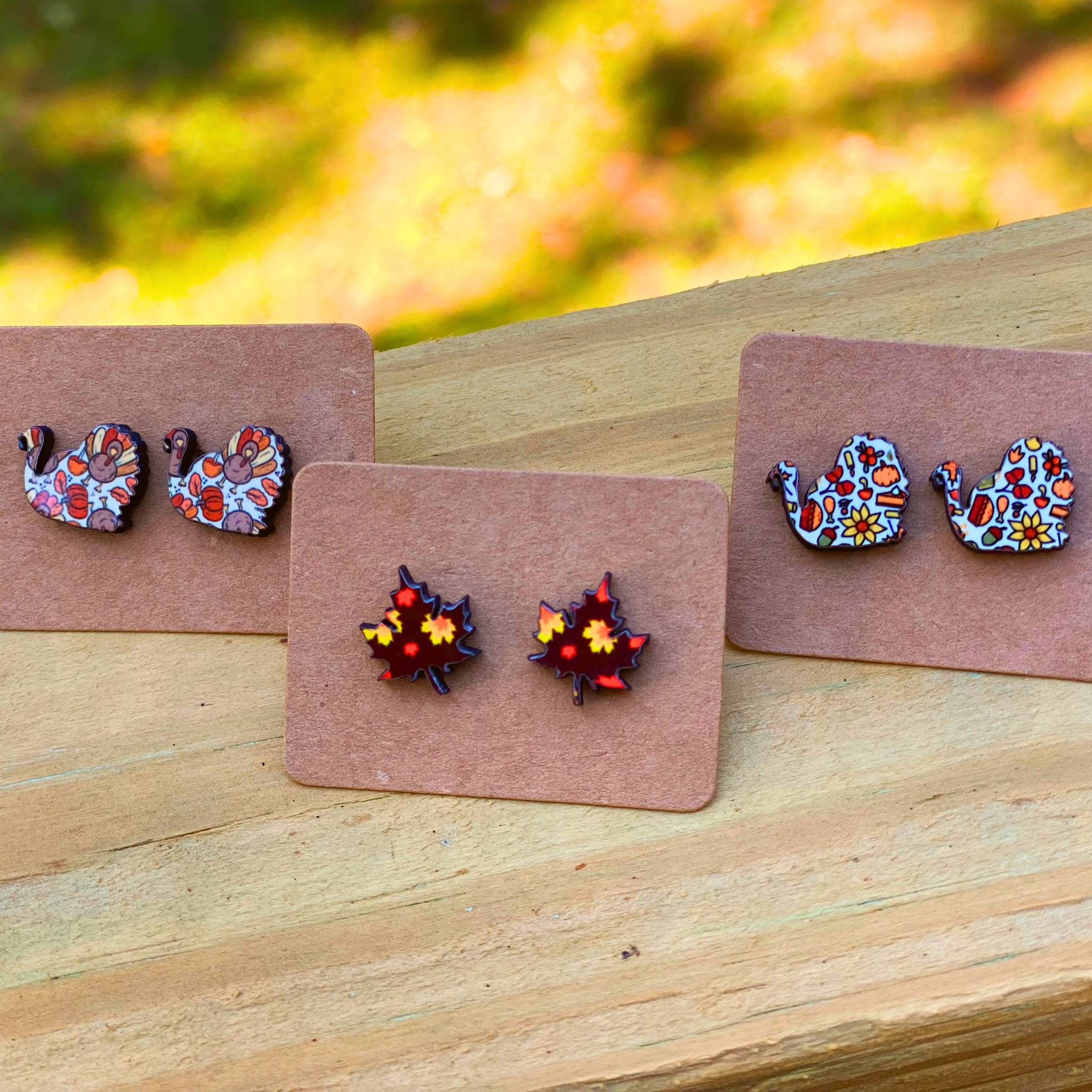 Fall Leaf / Turkey Stud Earrings