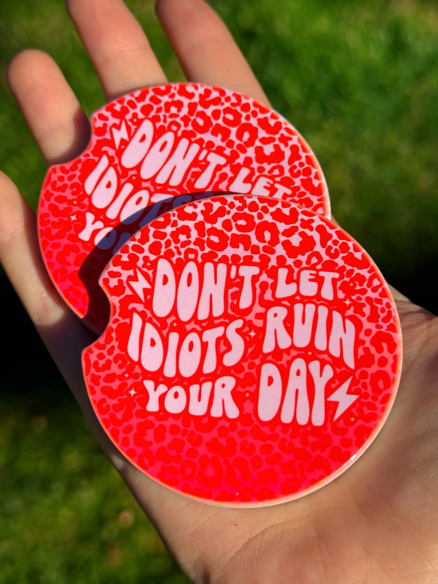 Don't Let Idiots Ruin Your Day Car Coasters (SINGLE CAR COASTER)