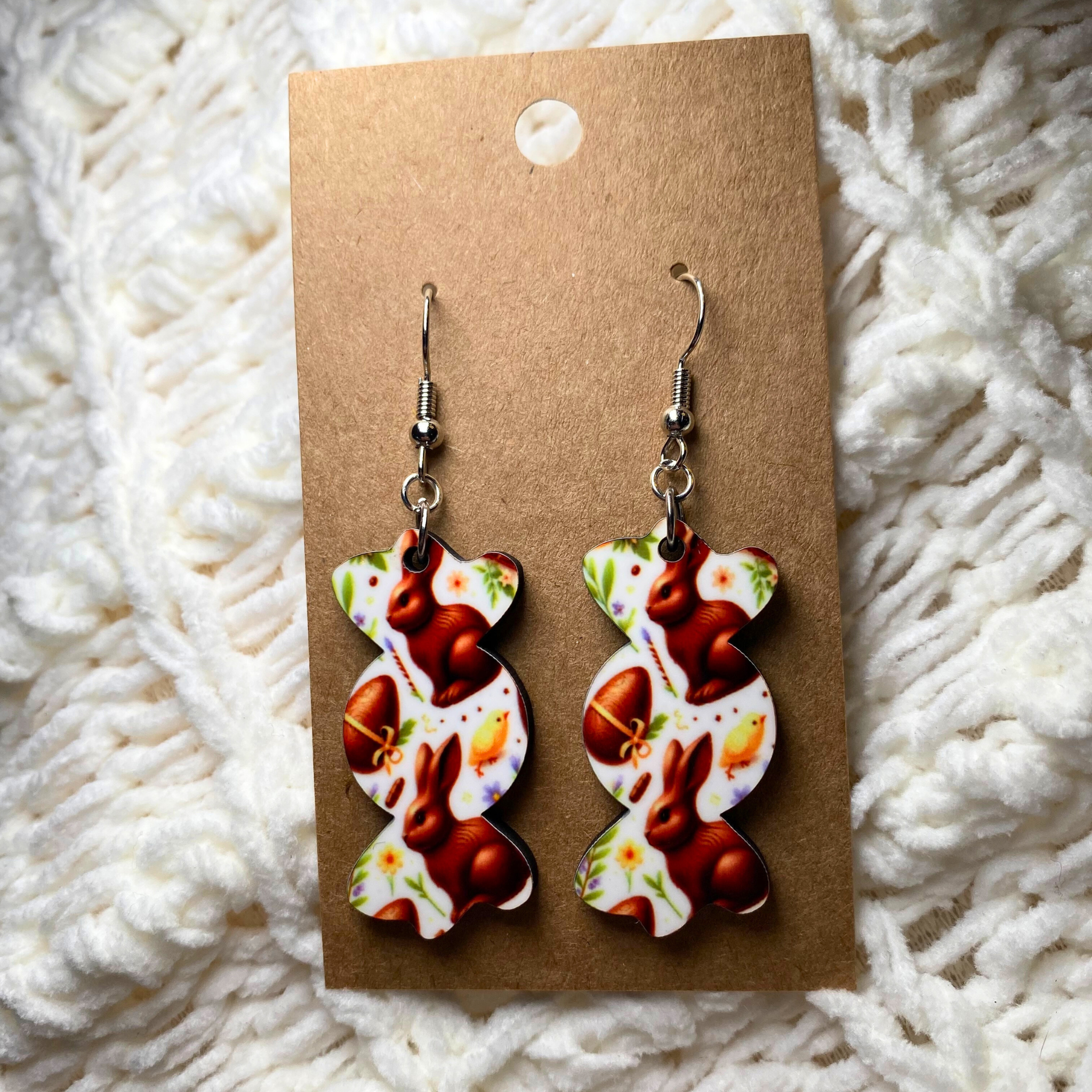 Chocolate Bunny Candy Dangle Earrings