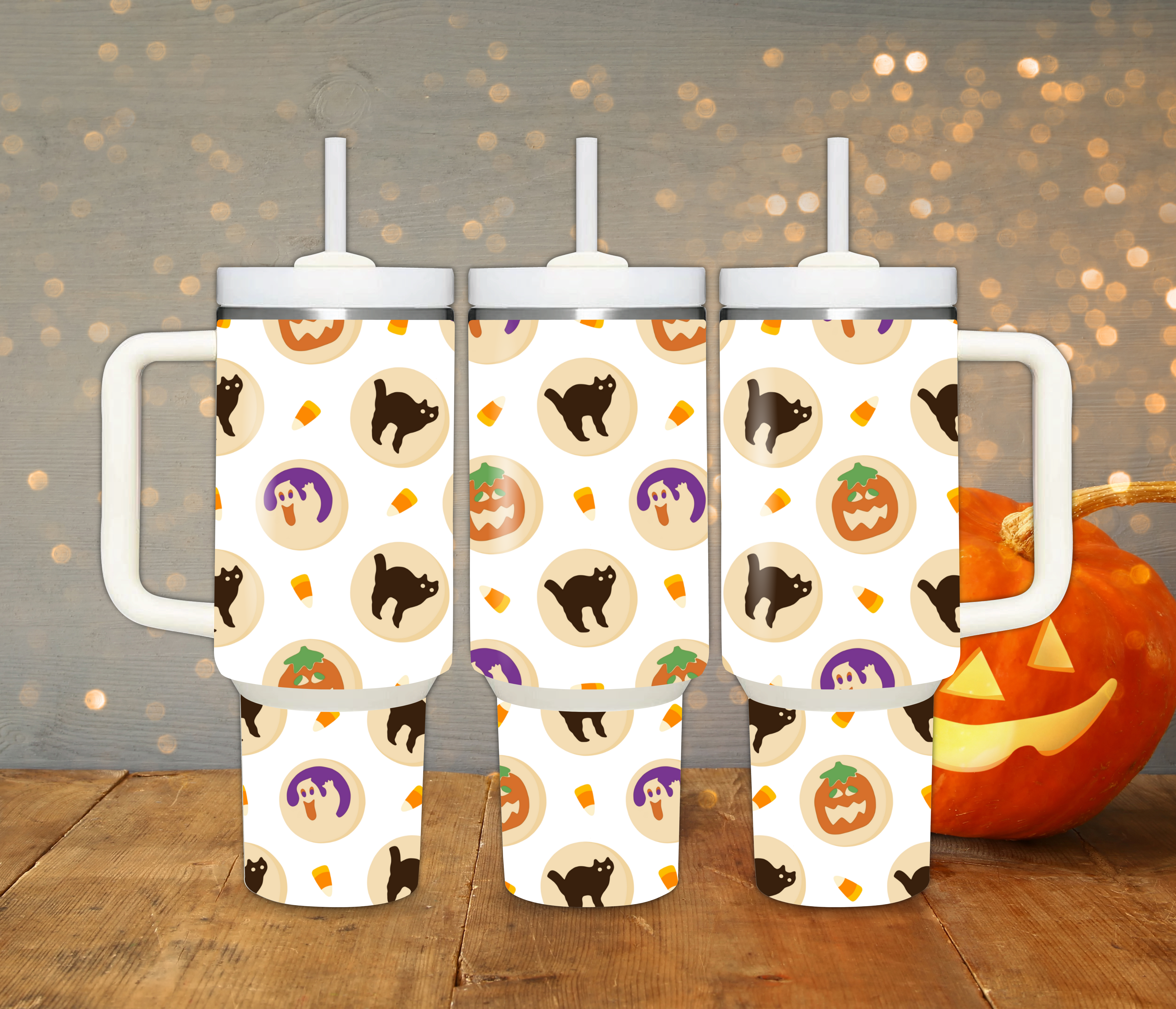 Halloween Sugar Cookies 40oz White Shimmer Tumbler