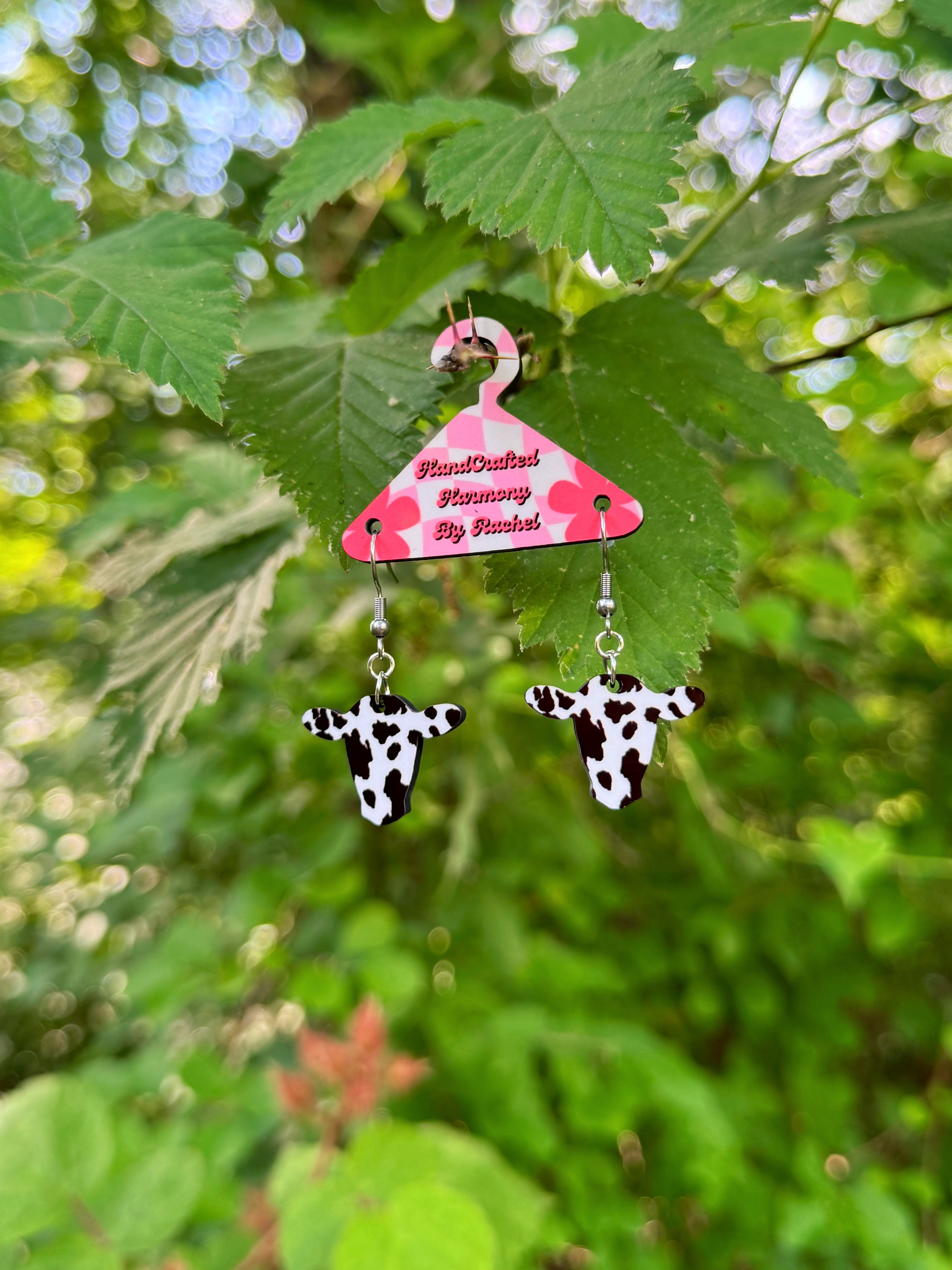 Cow Head Cow Print Dangle Earrings