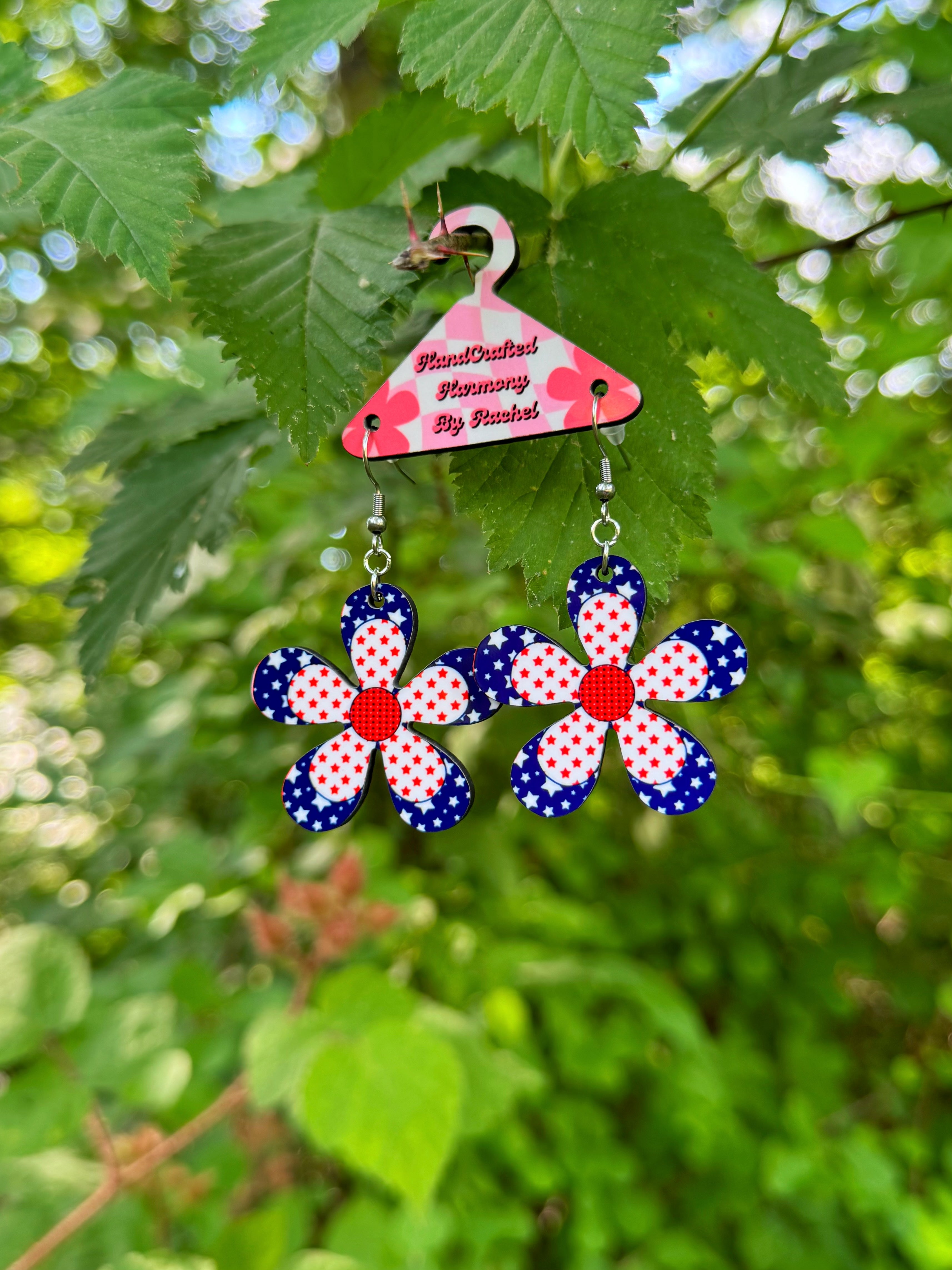 Patriotic Daisy Dangle Earrings