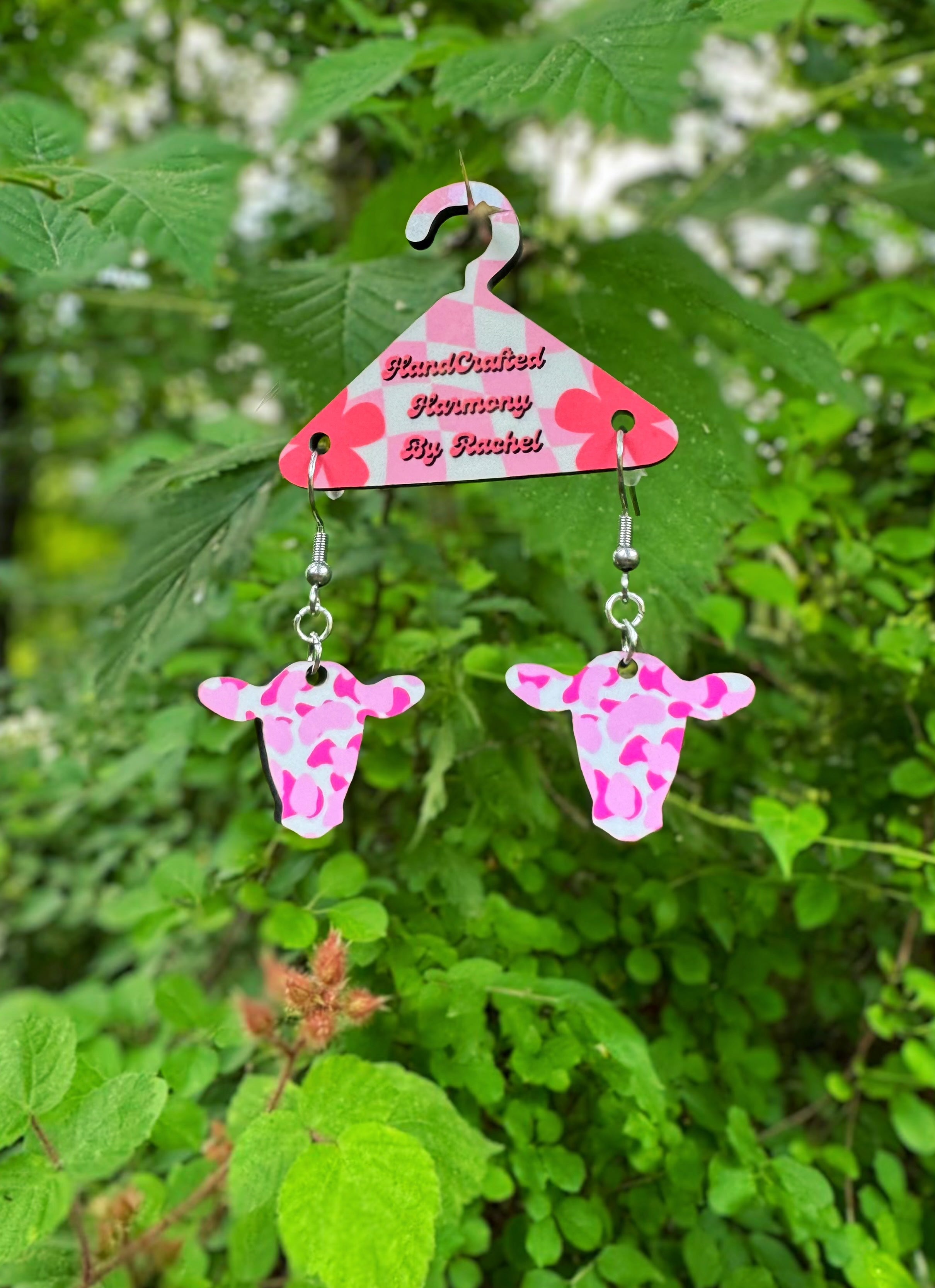 Cow Head Cow Print Dangle Earrings