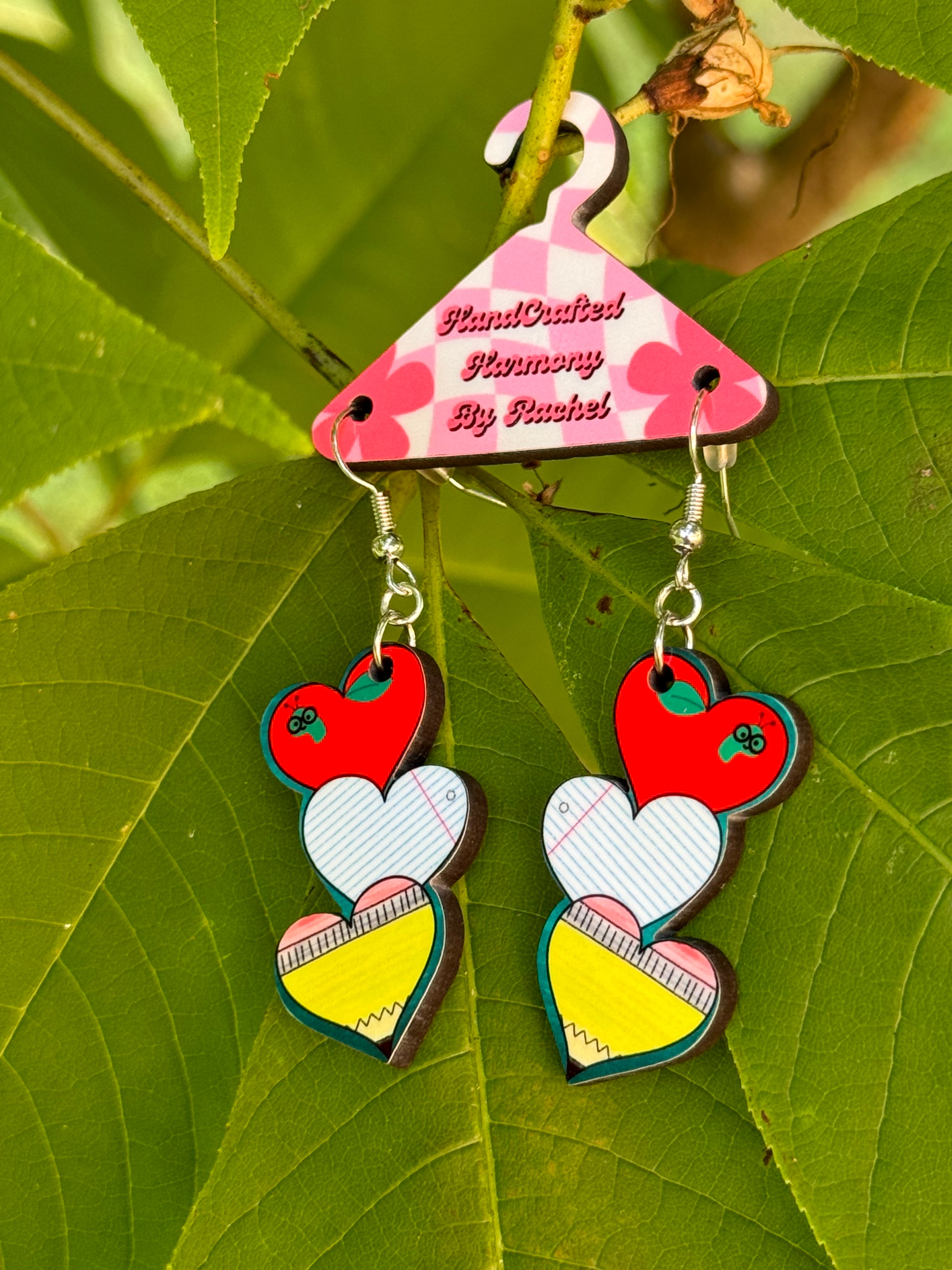 Classroom Harmony Teacher Triple Heart Dangle Earrings