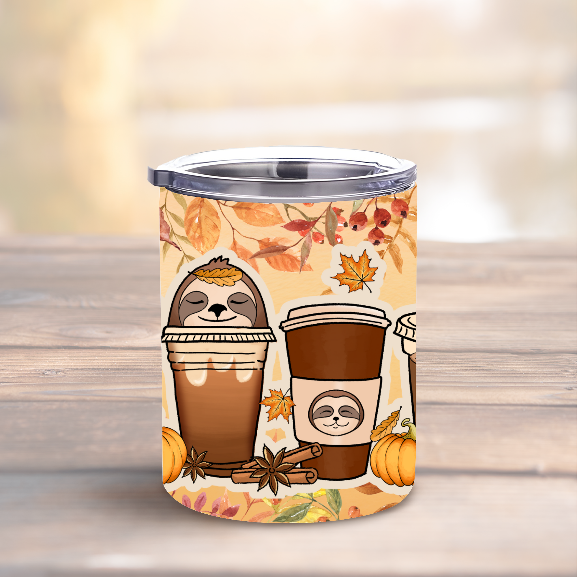 Sloth & Coffee 10oz Lowball Steel Tumbler