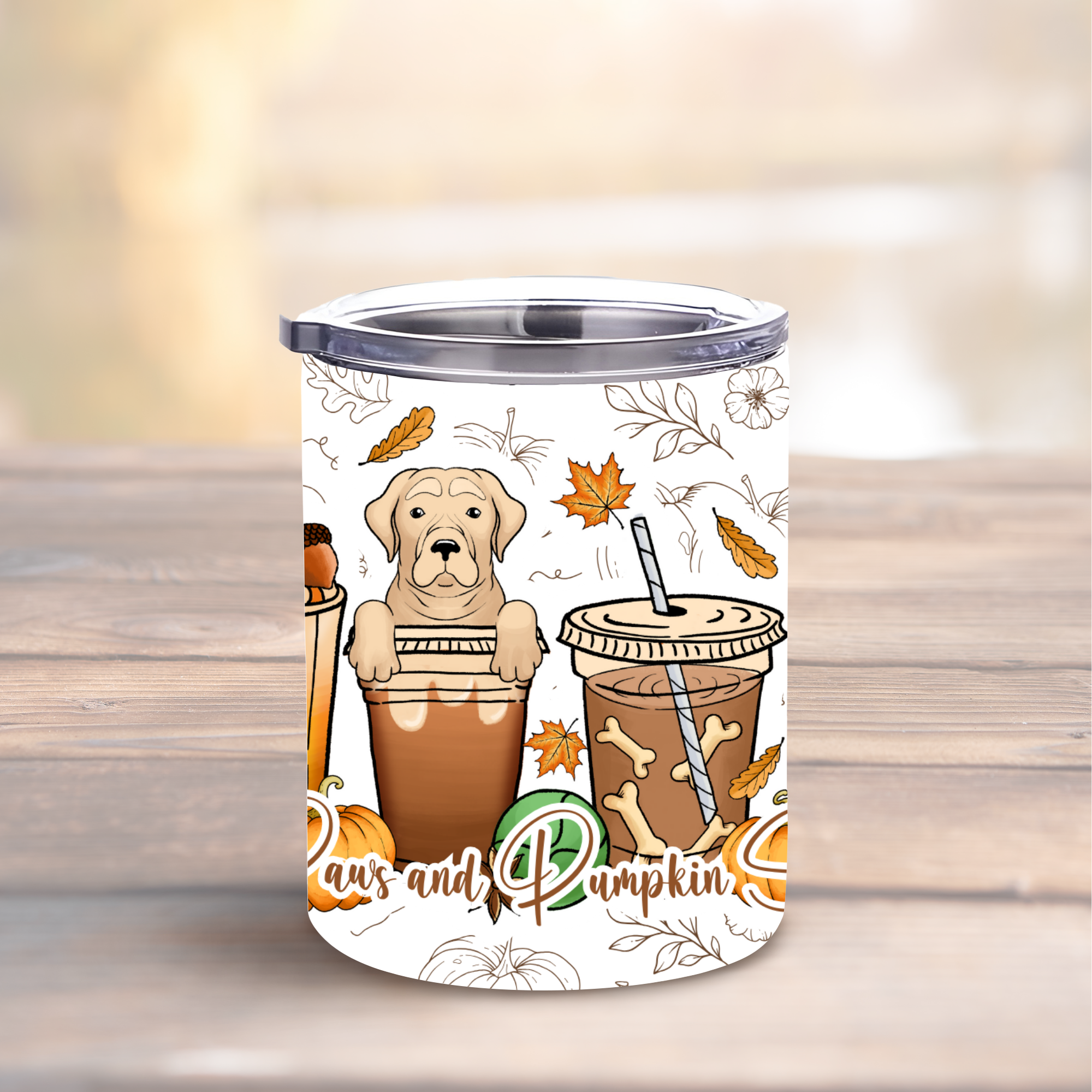 Dog Paws and Pumpkin Spice 10oz Lowball Steel Tumbler