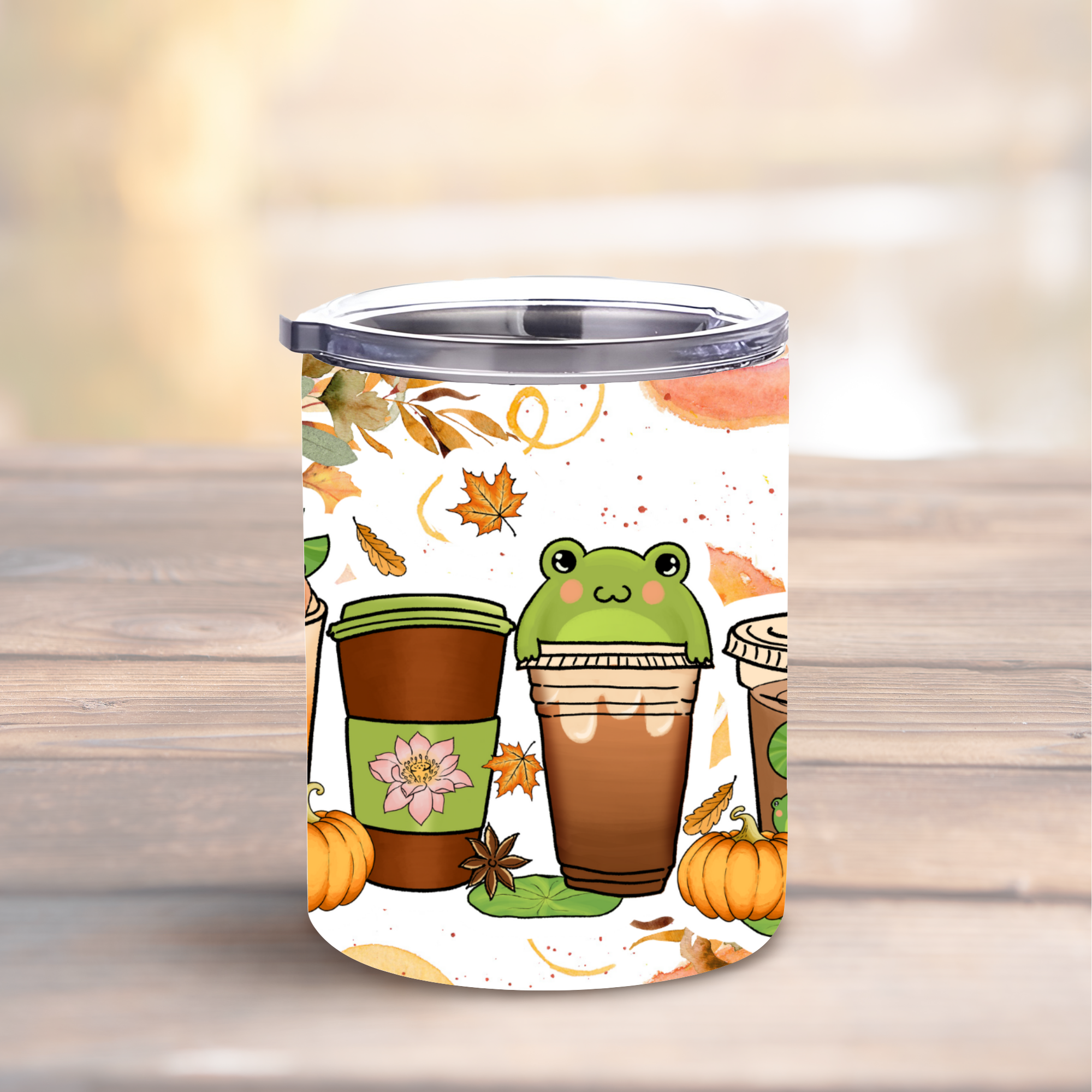 Happy Frog Autumn Fall 10oz Lowball Steel Tumbler