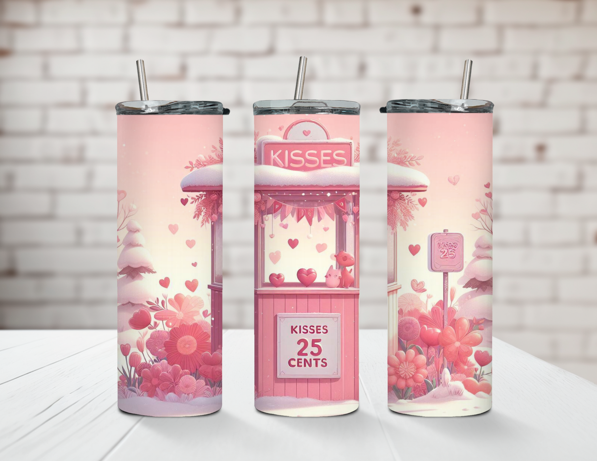 Kissing Booth Valentines Day 20oz Stainless Steel Tumbler