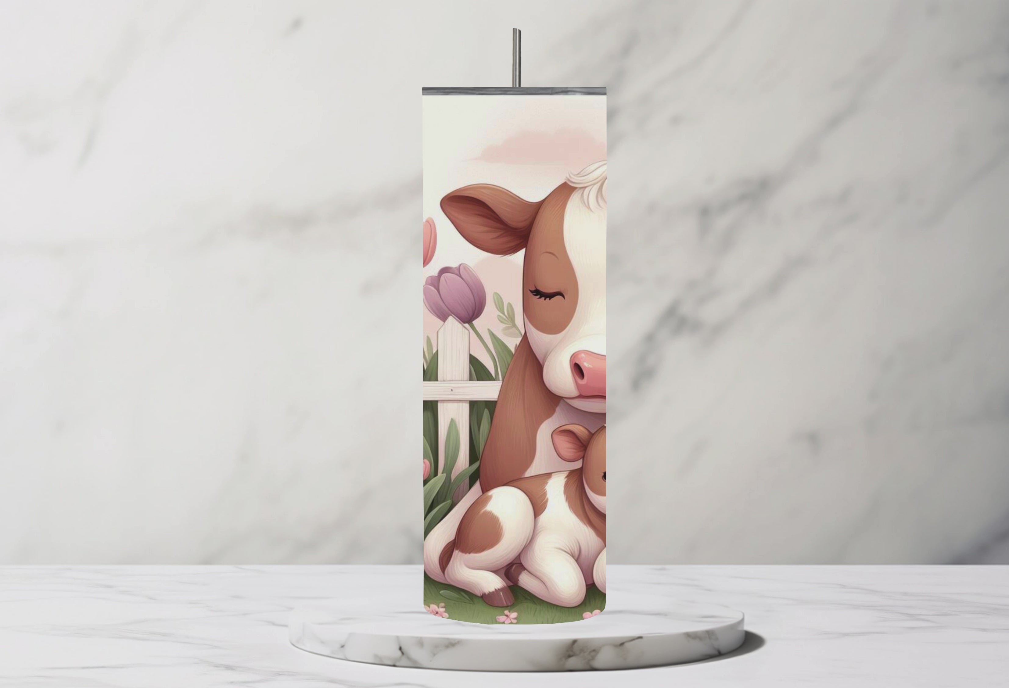 Snuggling Mama Moo-Cow Boho 20oz Steel Tumbler