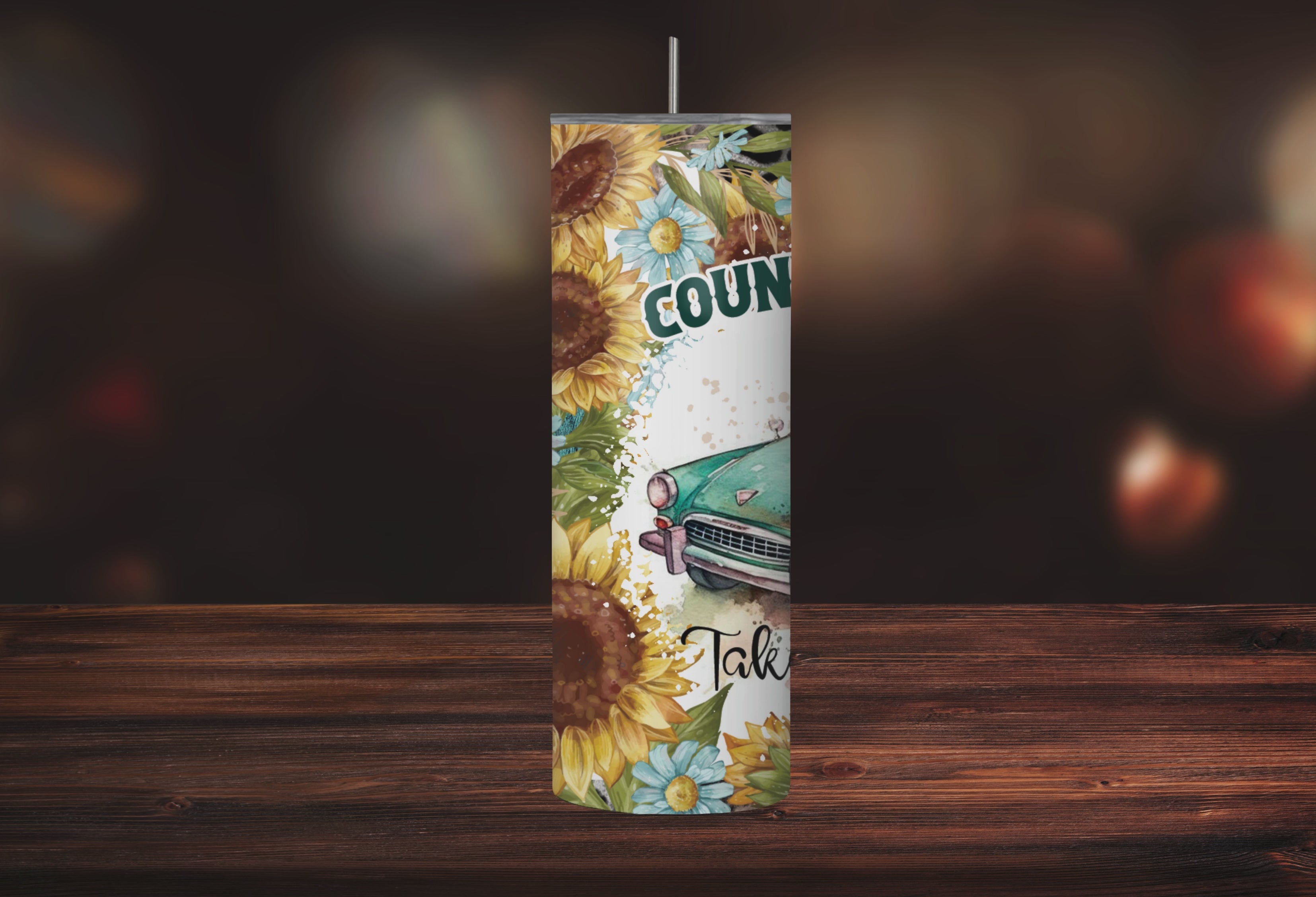 Country Roads Take Me Home Sunflower 20oz Stainless Steel Tumbler