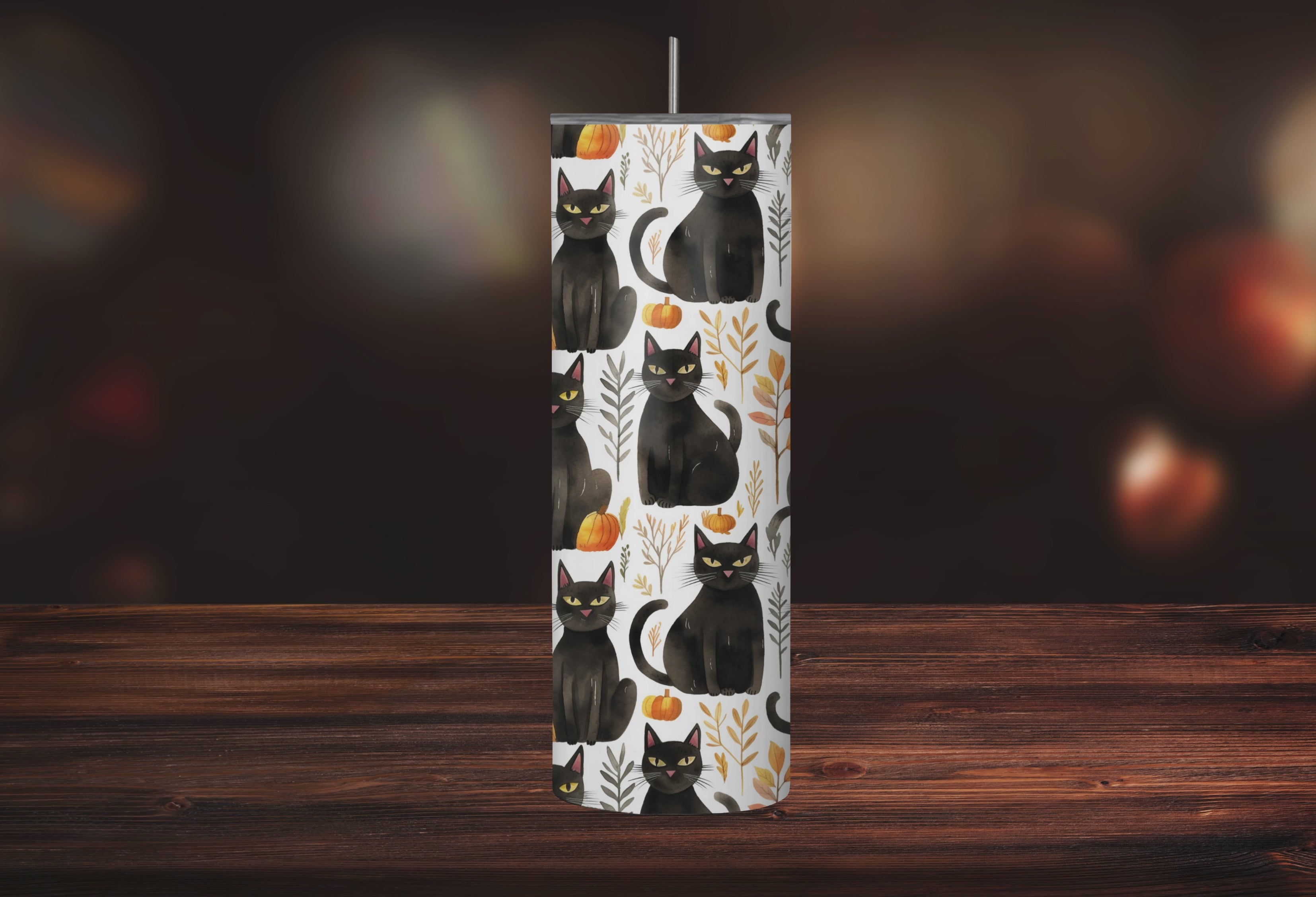 Black Cat Pumpkins 20oz Stainless Steel Tumbler