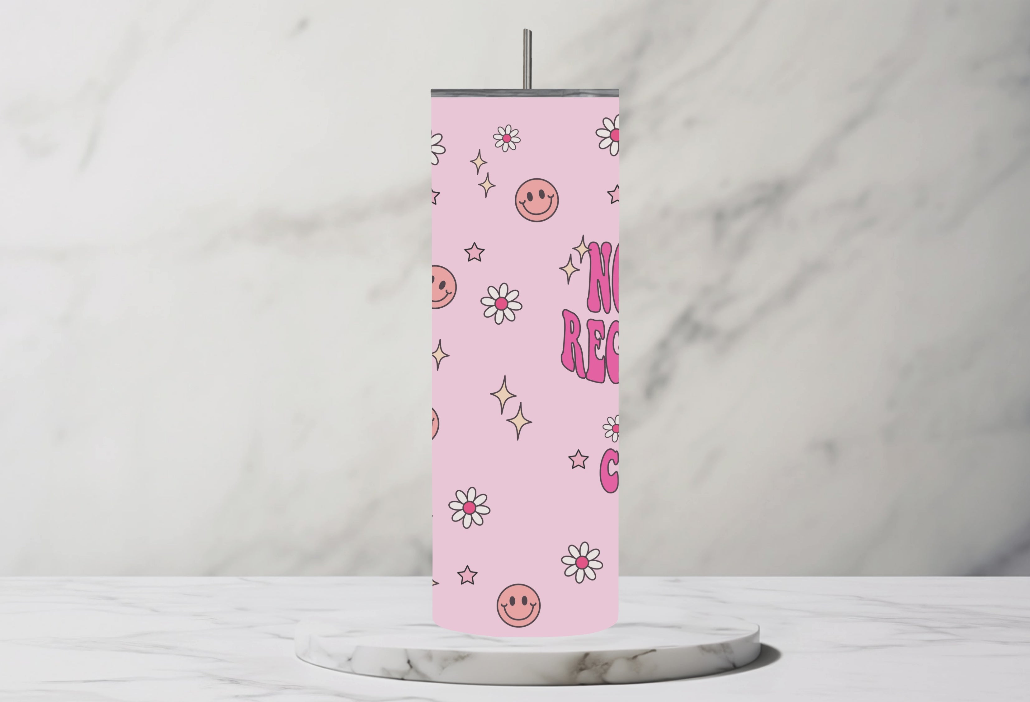 Not A Regular Mom Pink Floral 20oz Steel Tumbler