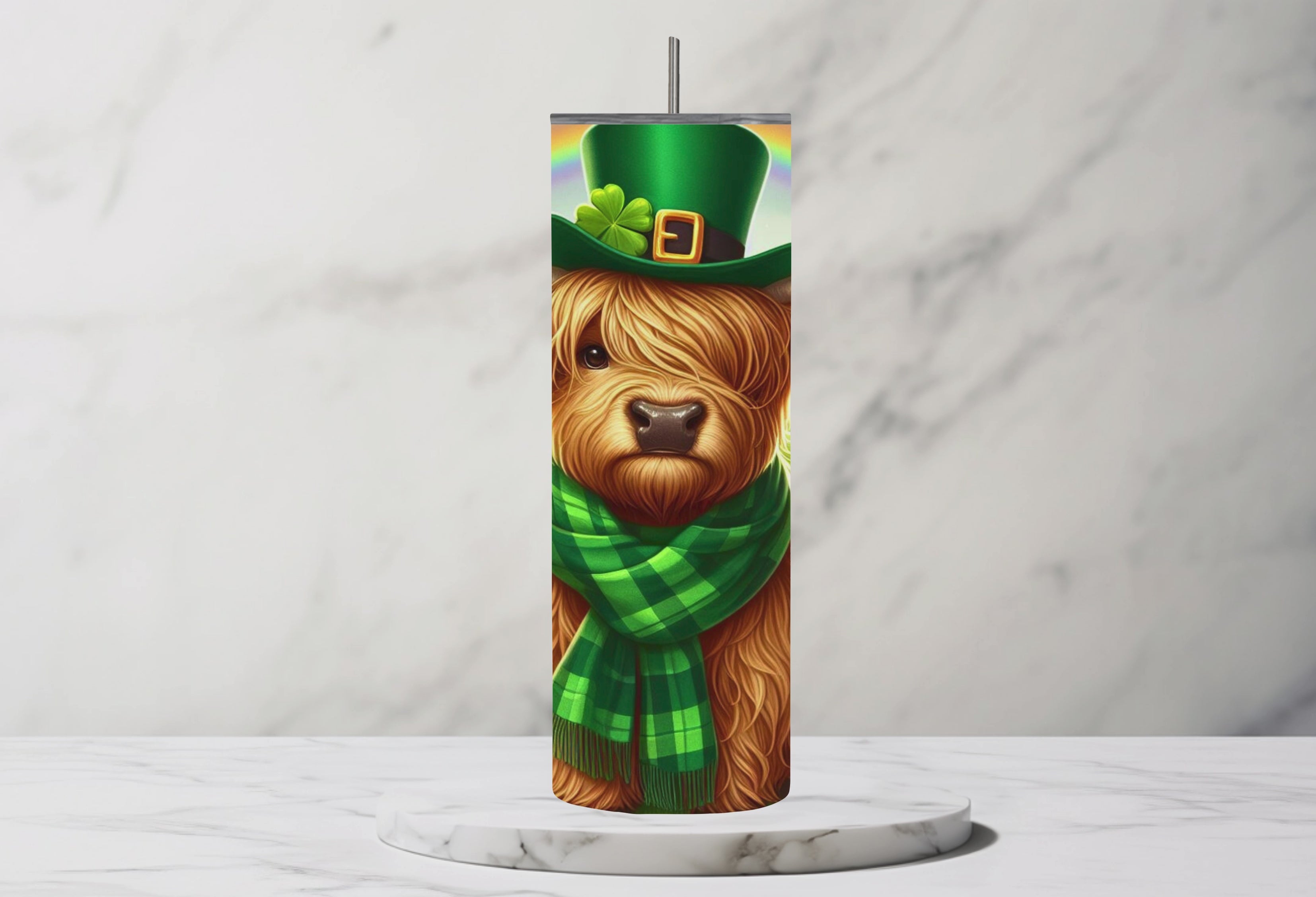 Bang Swoop Highland Cow Saint Patrick's Day 20oz Stainless Steel Tumbler